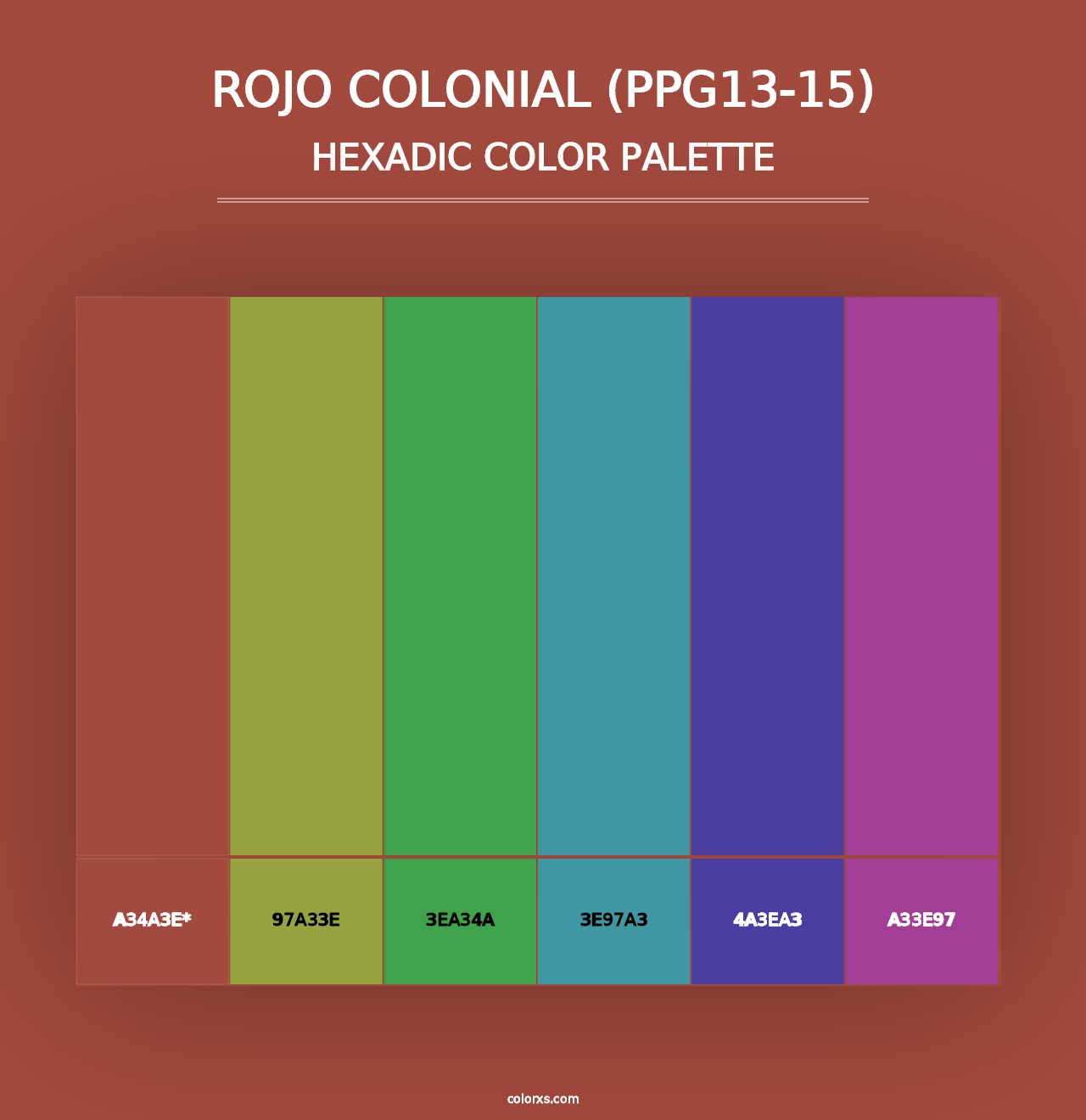 Rojo Colonial (PPG13-15) - Hexadic Color Palette