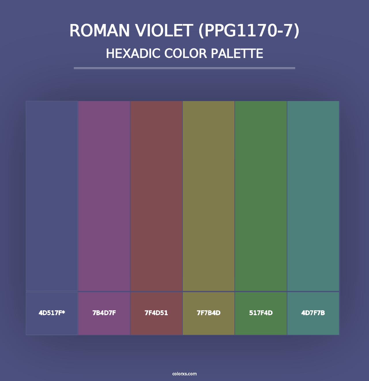 Roman Violet (PPG1170-7) - Hexadic Color Palette