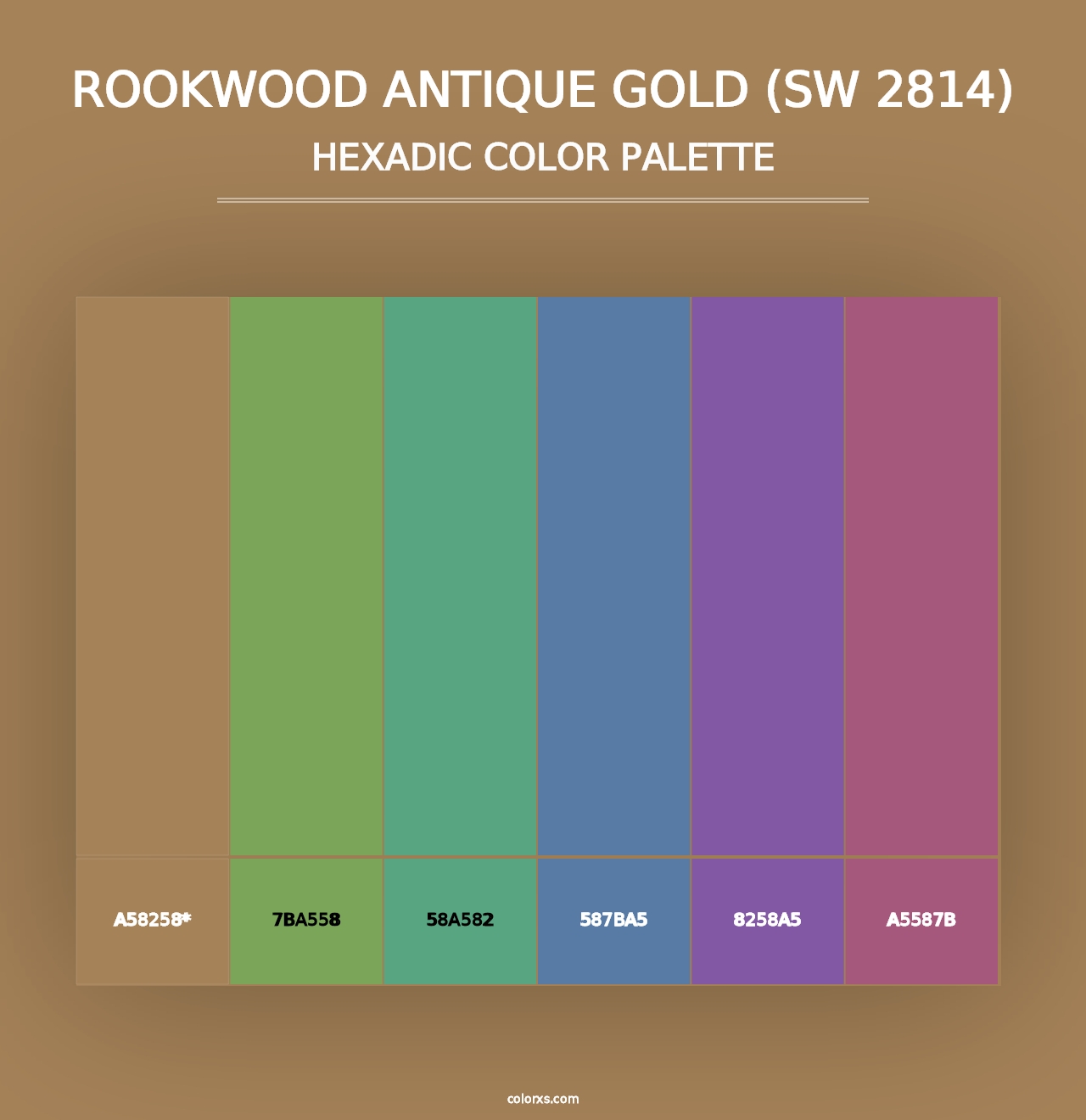 Rookwood Antique Gold (SW 2814) - Hexadic Color Palette