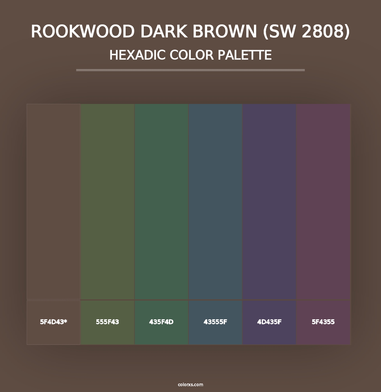 Rookwood Dark Brown (SW 2808) - Hexadic Color Palette