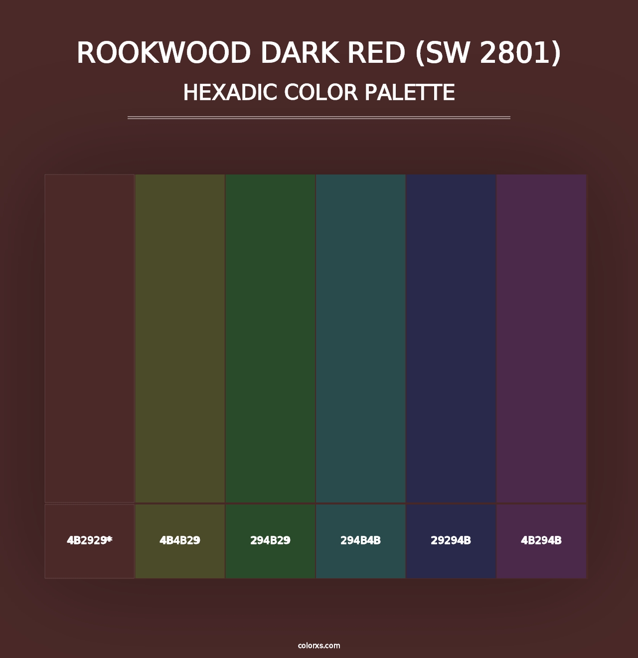 Rookwood Dark Red (SW 2801) - Hexadic Color Palette