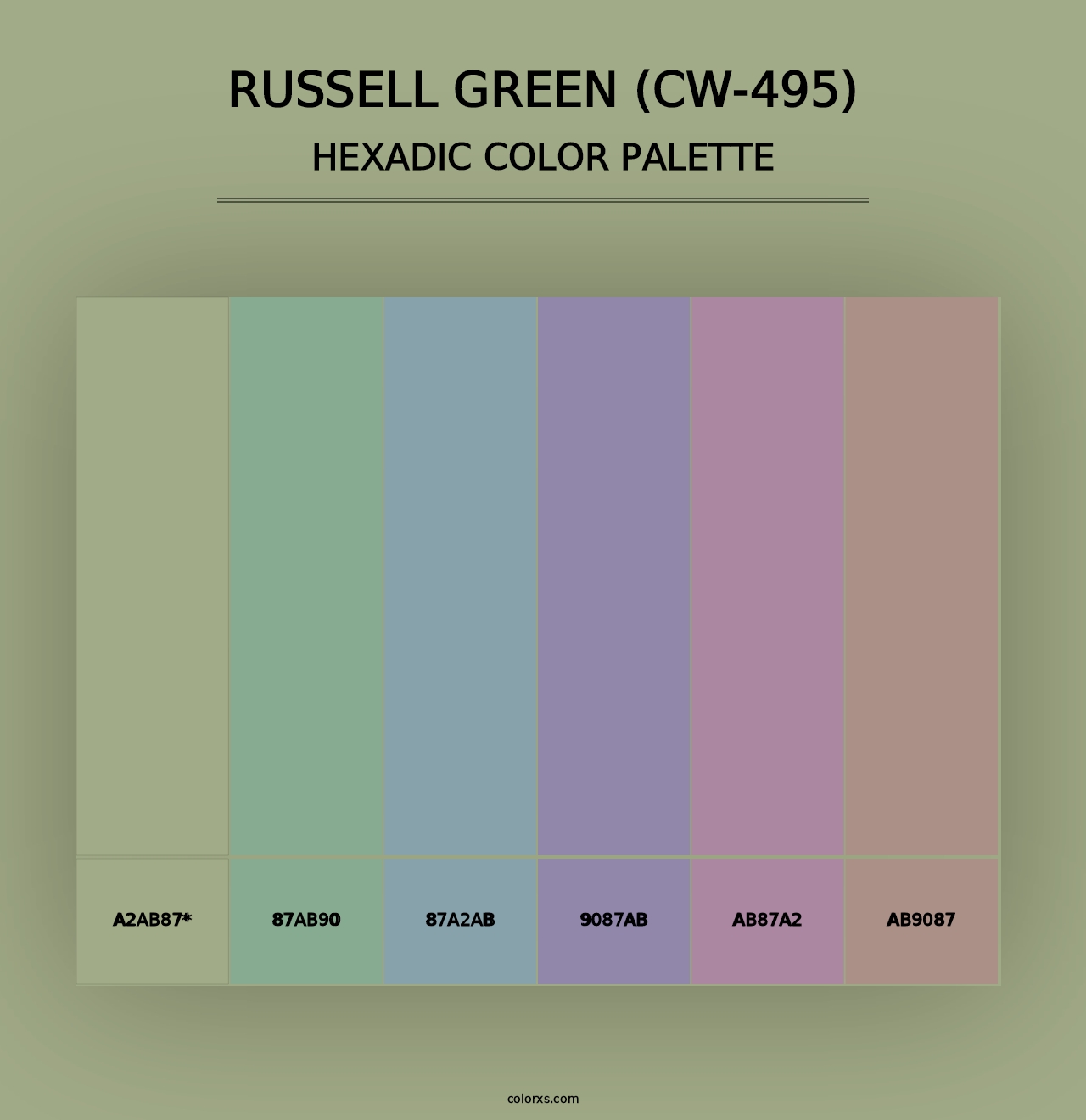 Russell Green (CW-495) - Hexadic Color Palette