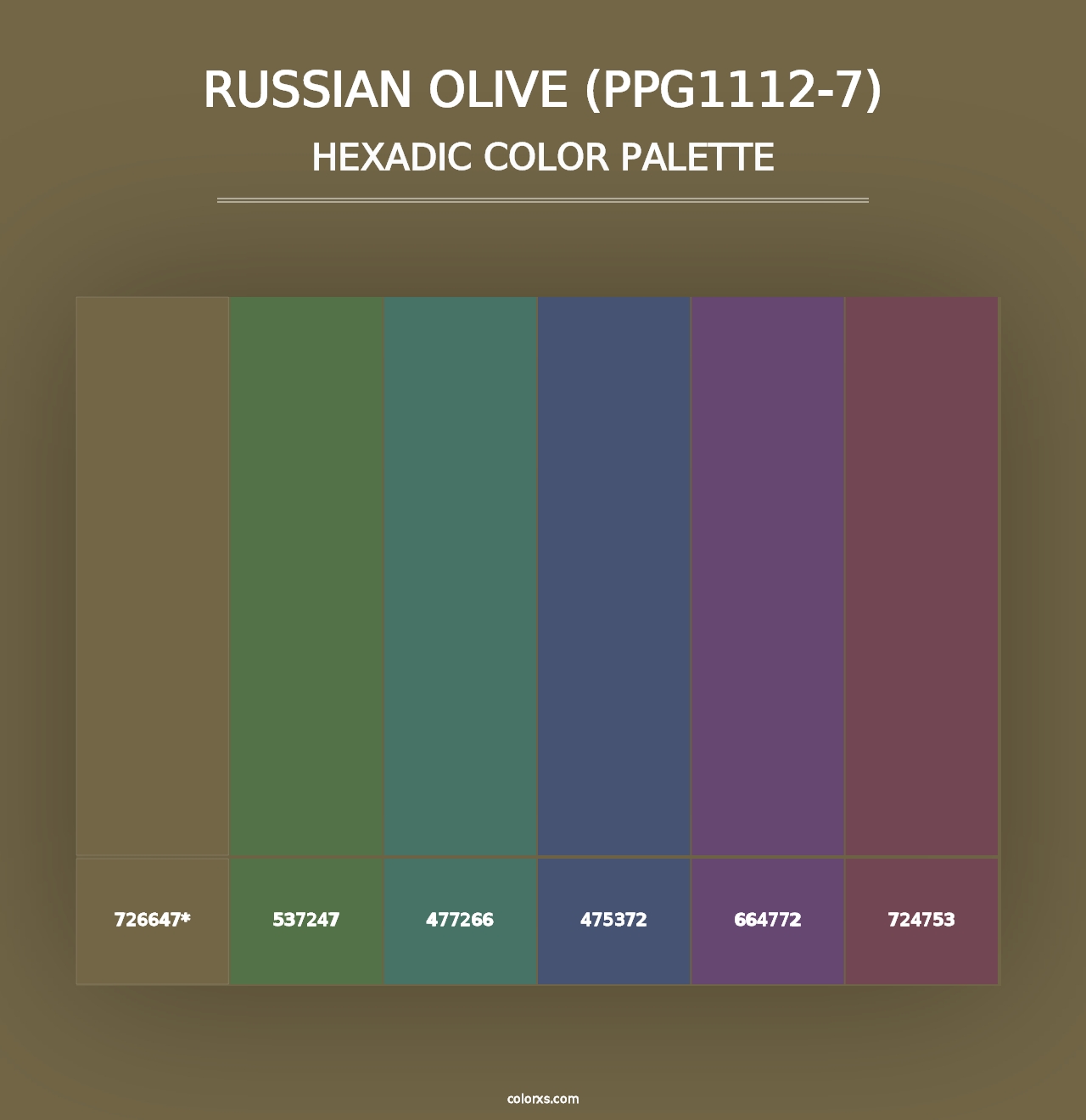 Russian Olive (PPG1112-7) - Hexadic Color Palette