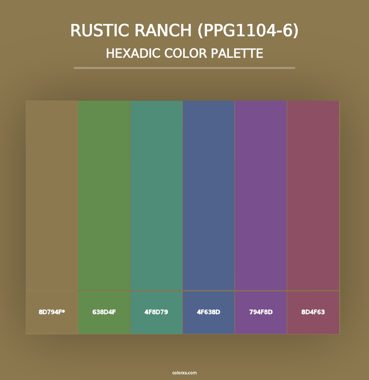 Rustic Ranch (PPG1104-6) - Hexadic Color Palette