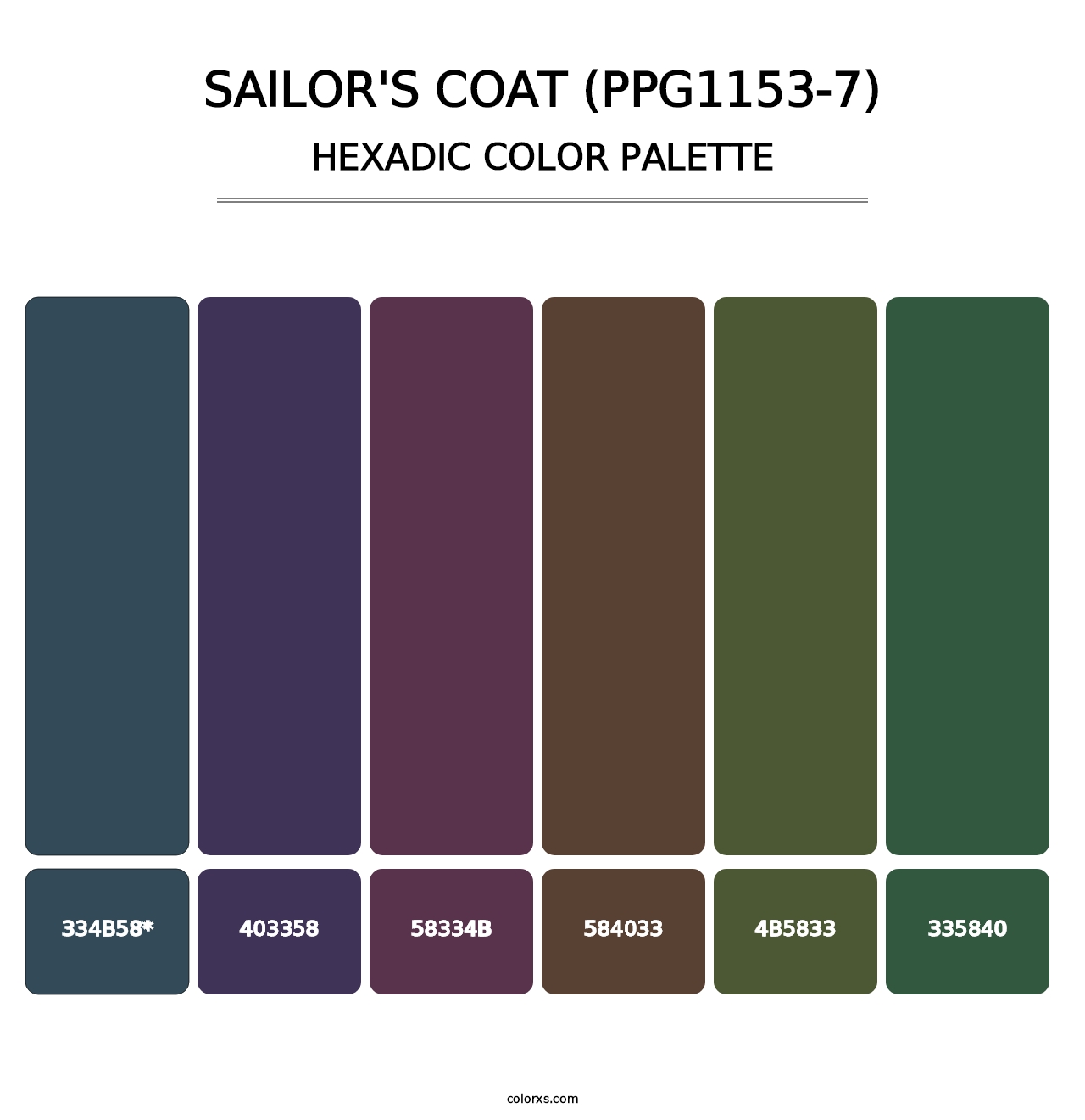 Sailor's Coat (PPG1153-7) - Hexadic Color Palette