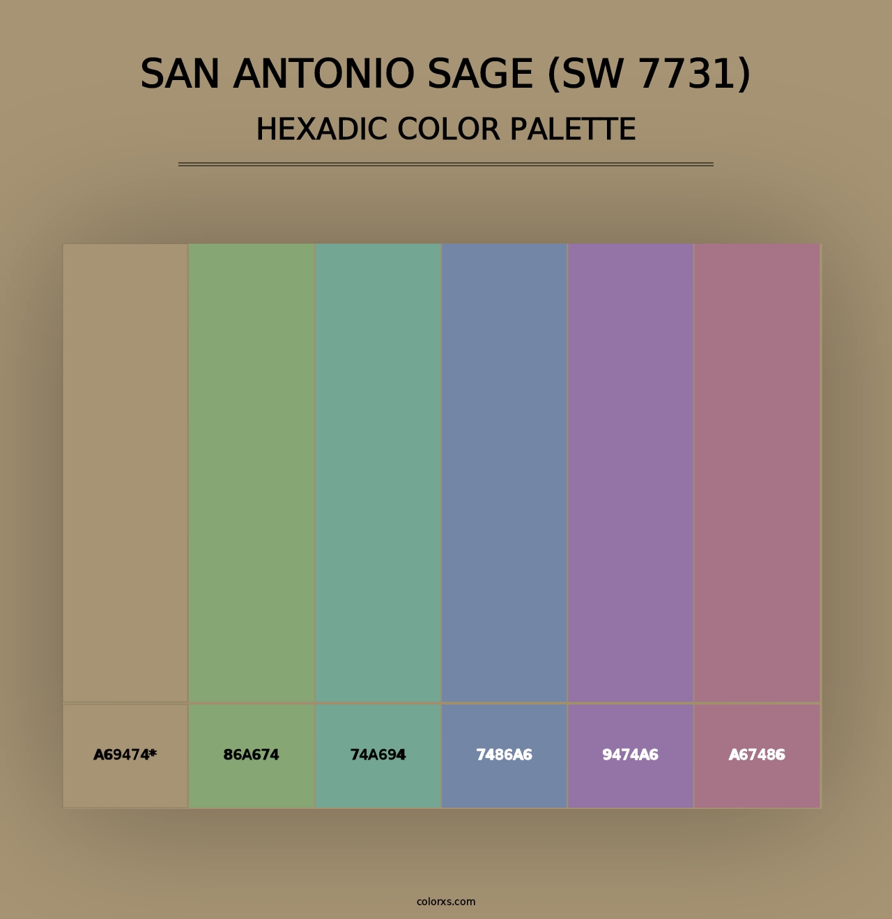 San Antonio Sage (SW 7731) - Hexadic Color Palette