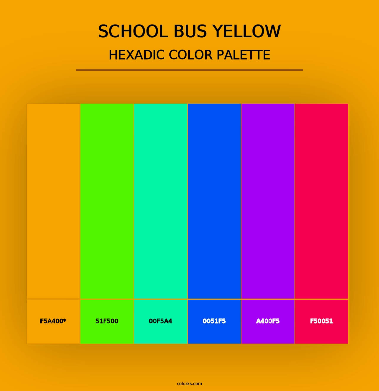 School Bus Yellow - Hexadic Color Palette