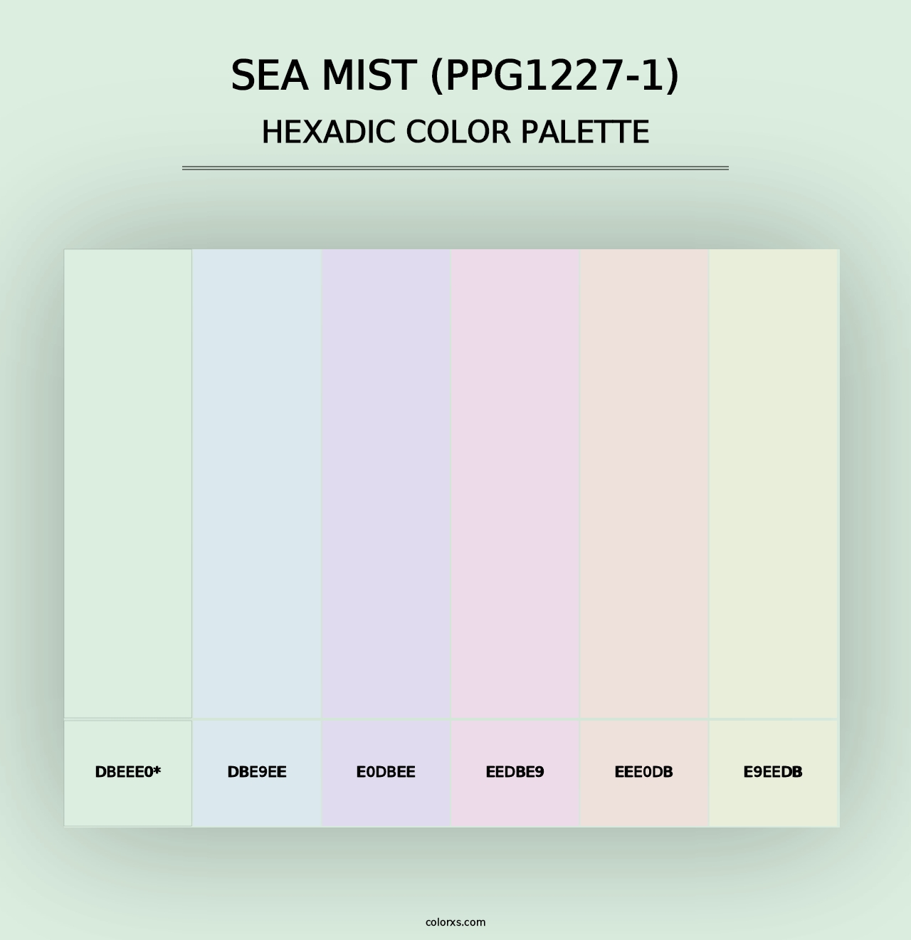 Sea Mist (PPG1227-1) - Hexadic Color Palette