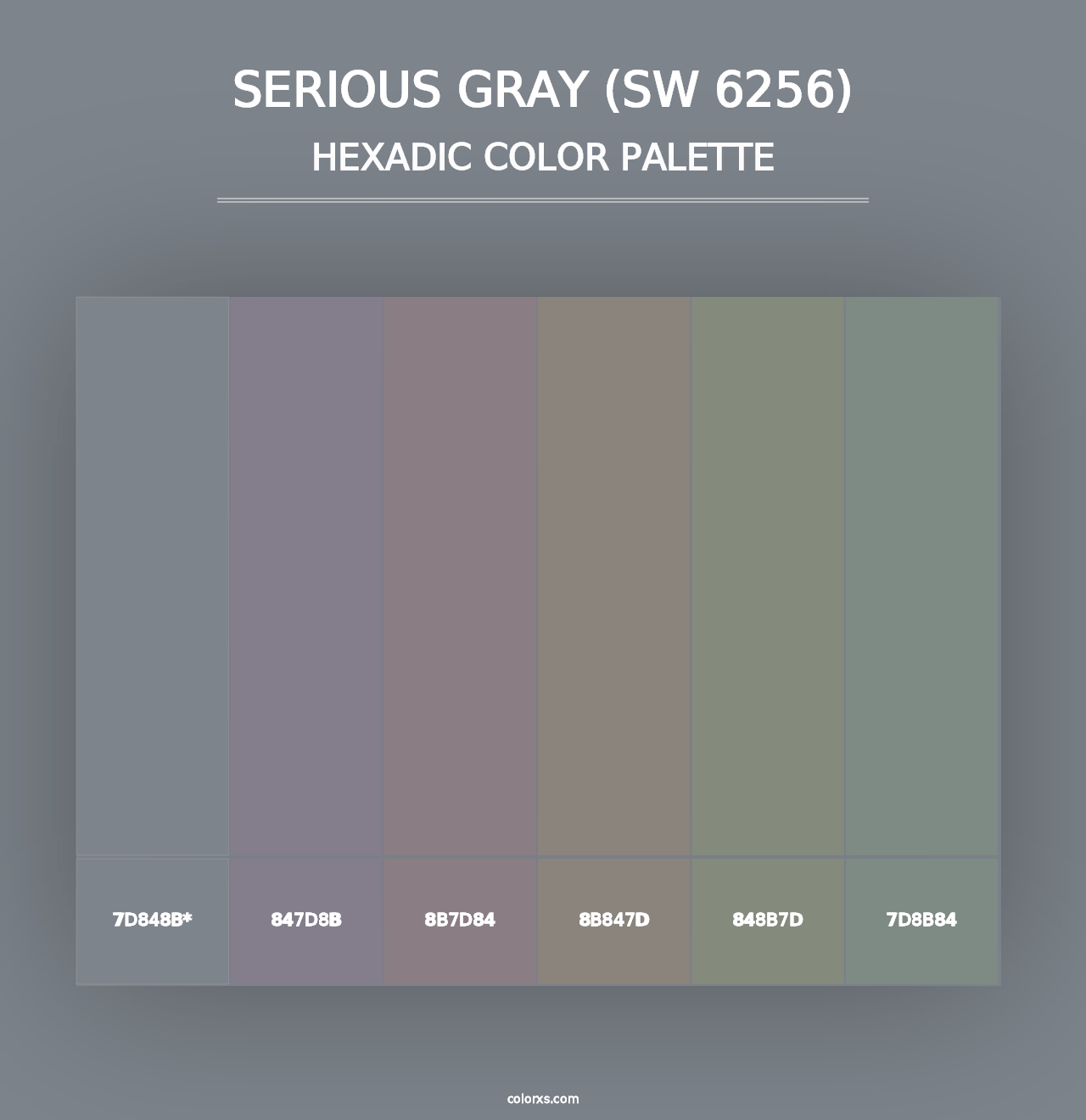 Serious Gray (SW 6256) - Hexadic Color Palette