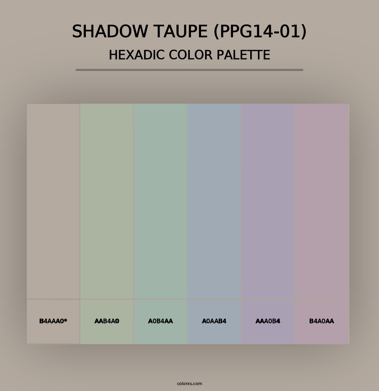 Shadow Taupe (PPG14-01) - Hexadic Color Palette