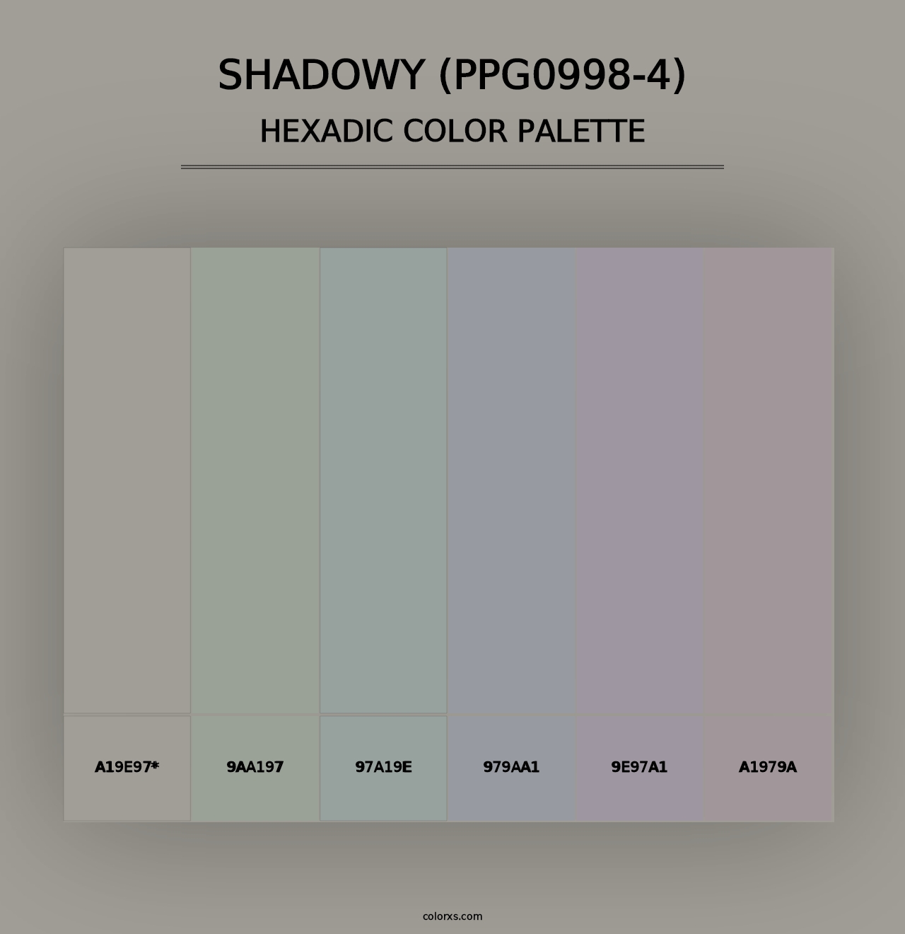 Shadowy (PPG0998-4) - Hexadic Color Palette