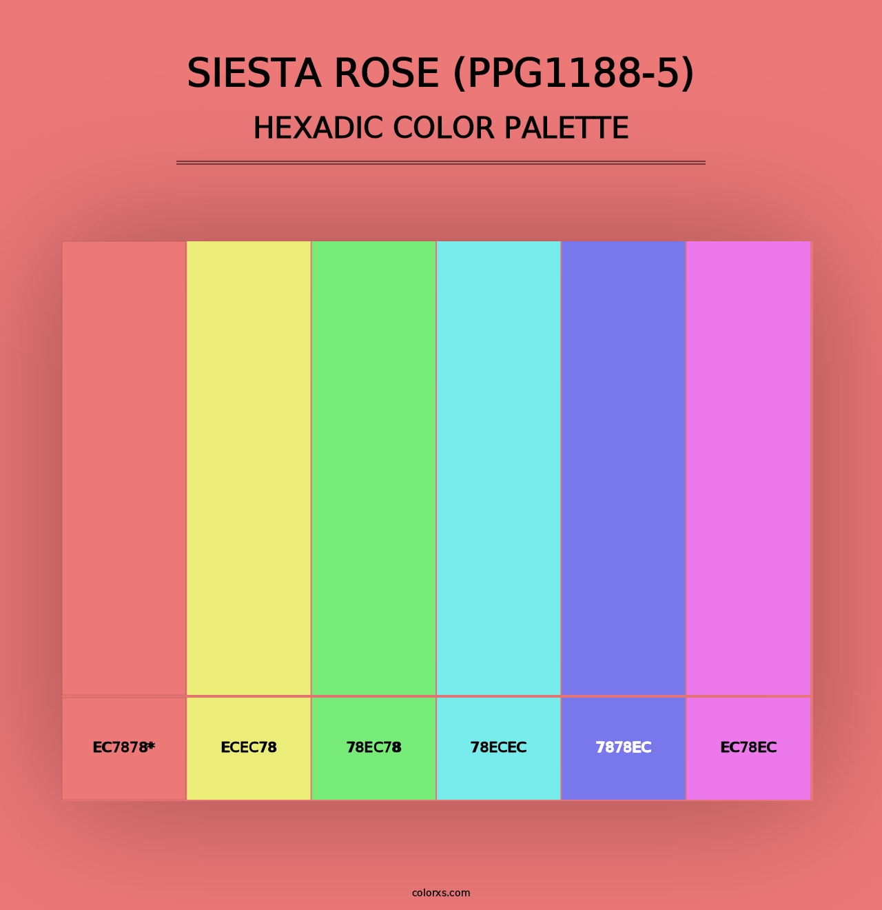 Siesta Rose (PPG1188-5) - Hexadic Color Palette