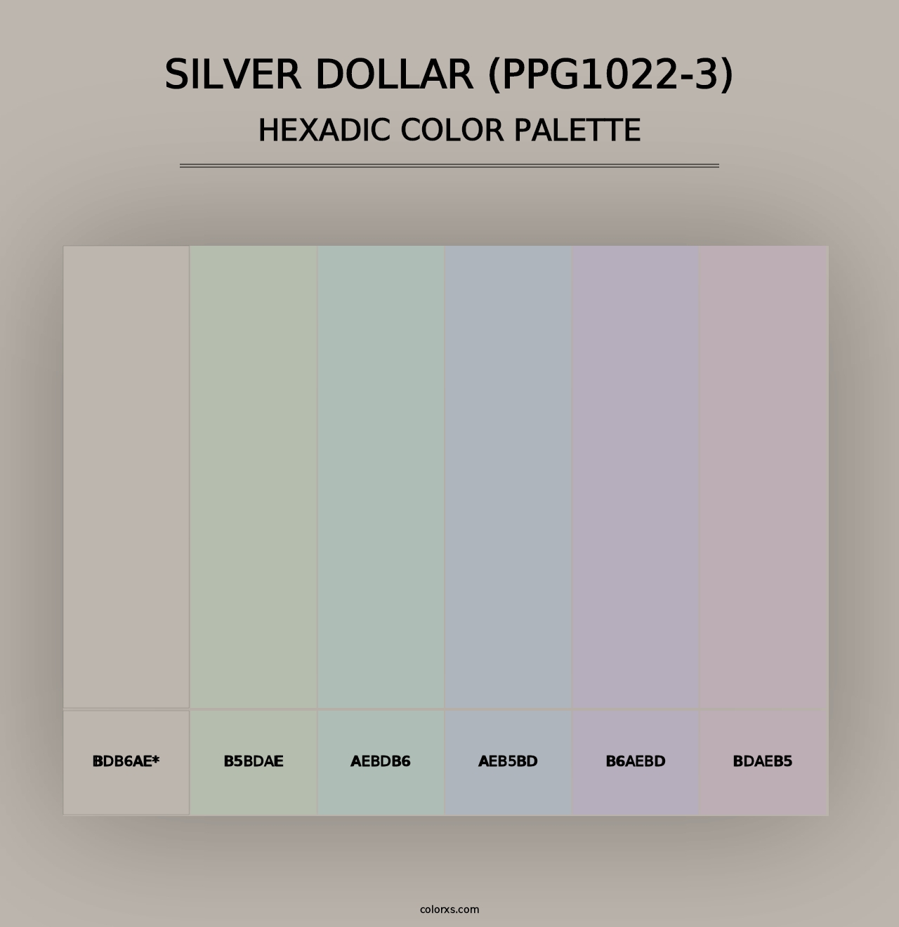 Silver Dollar (PPG1022-3) - Hexadic Color Palette