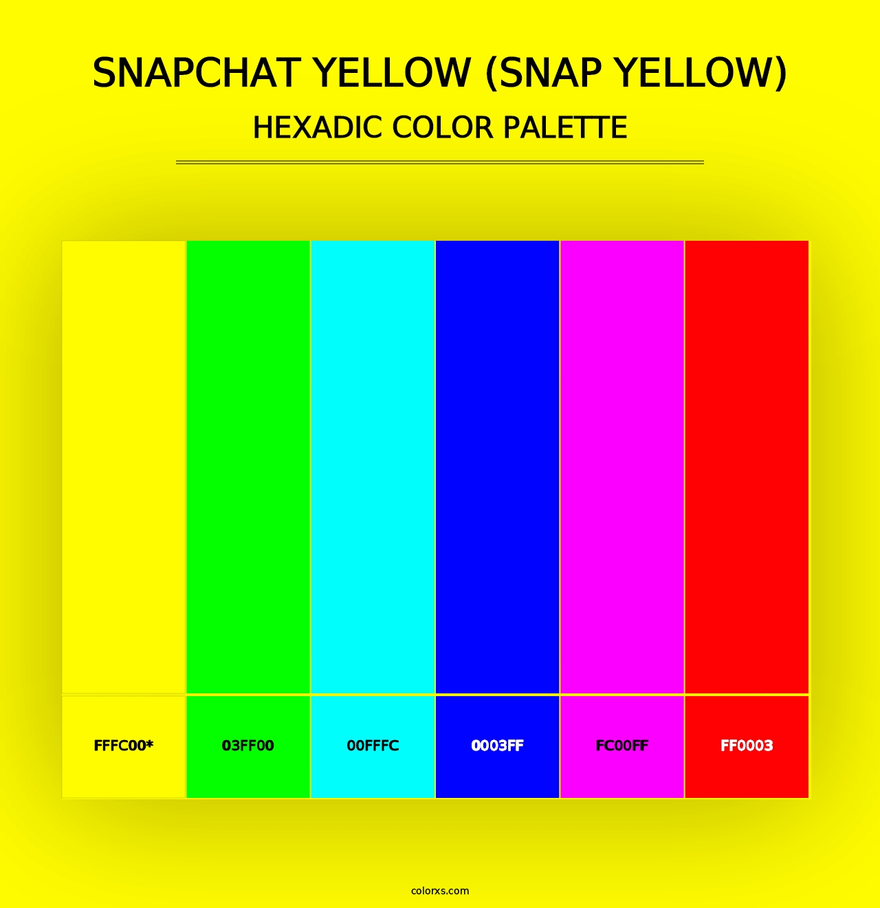 Snapchat Yellow (Snap Yellow) - Hexadic Color Palette