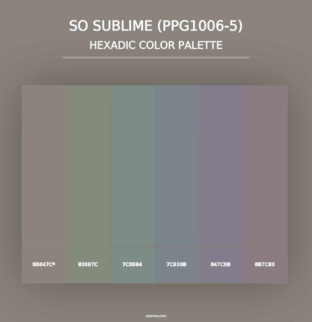 So Sublime (PPG1006-5) - Hexadic Color Palette