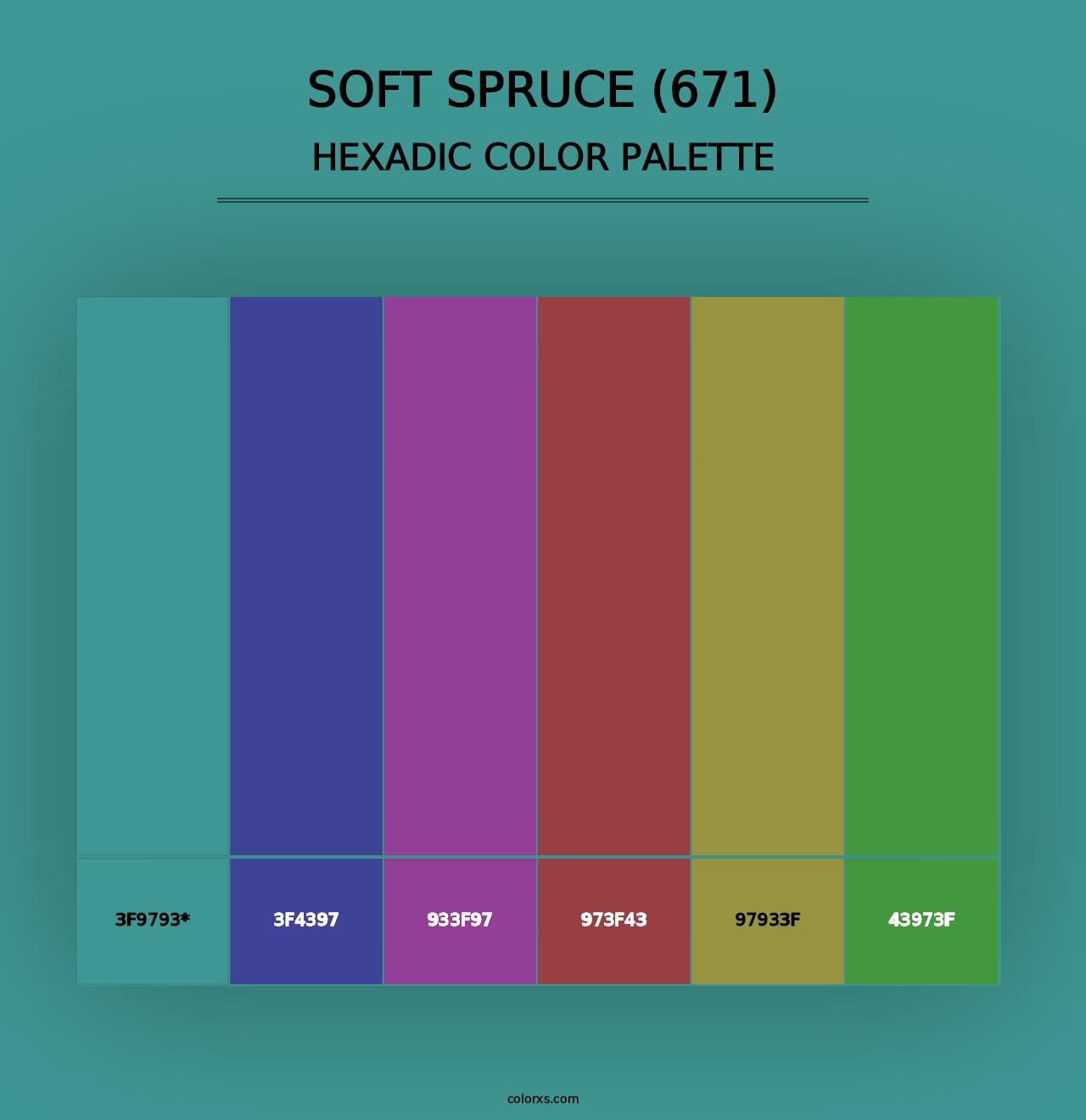 Soft Spruce (671) - Hexadic Color Palette