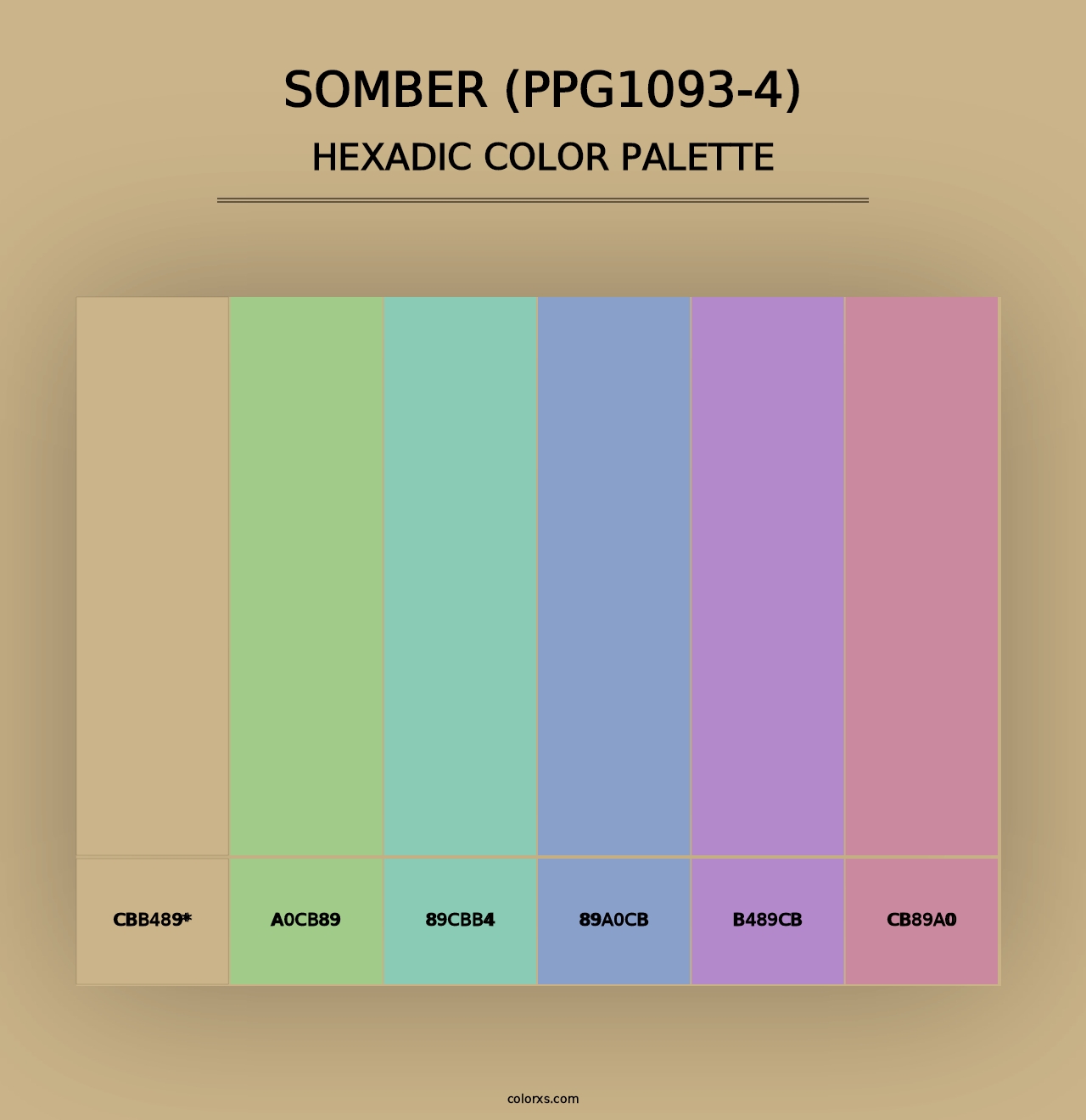 Somber (PPG1093-4) - Hexadic Color Palette