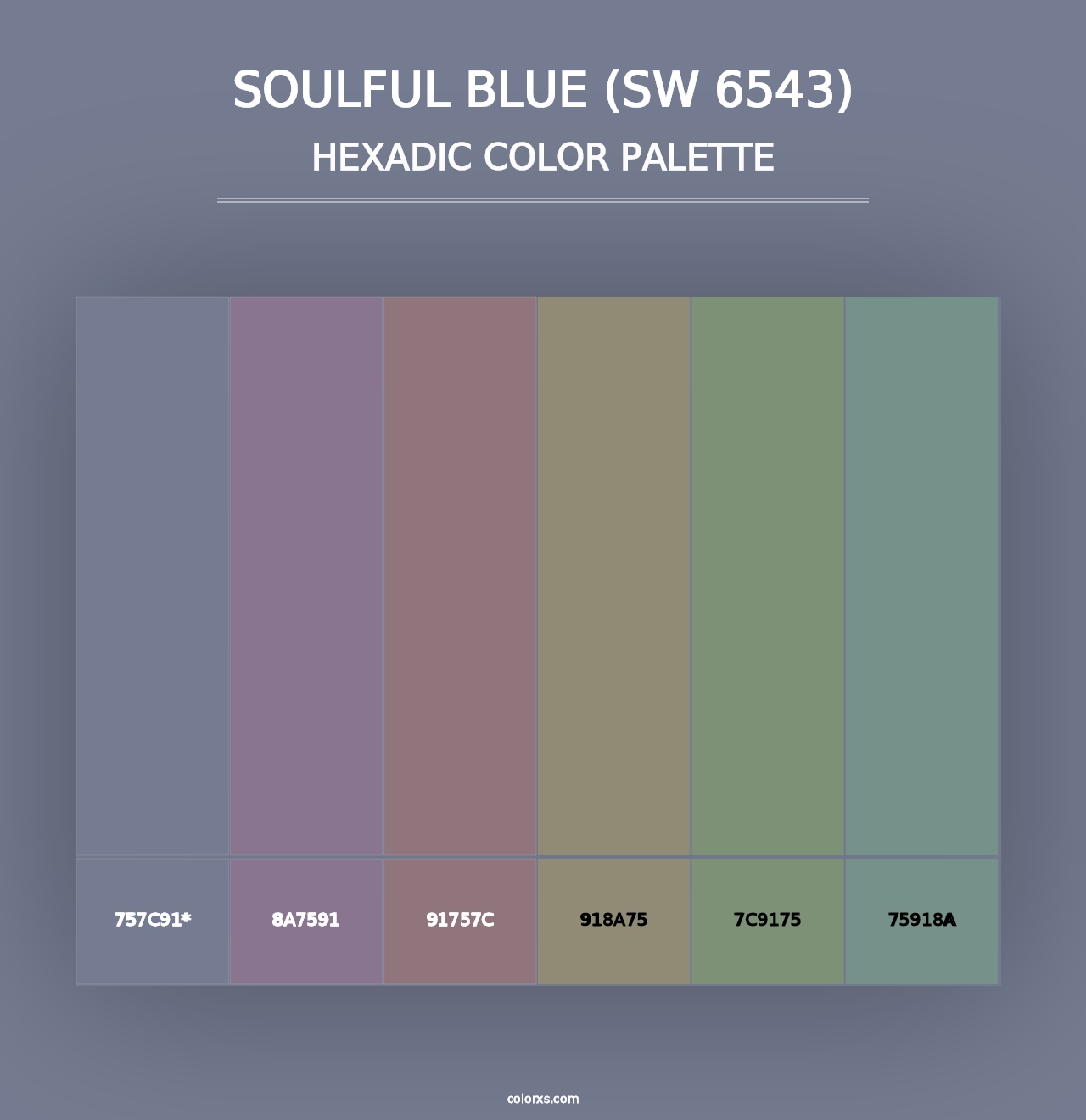 Soulful Blue (SW 6543) - Hexadic Color Palette