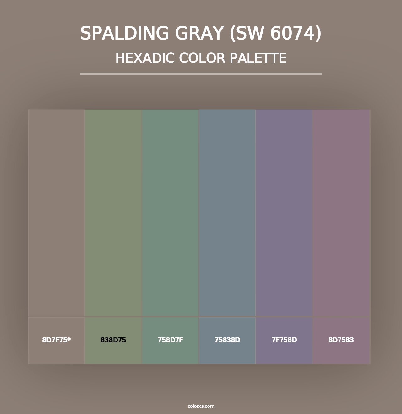 Spalding Gray (SW 6074) - Hexadic Color Palette