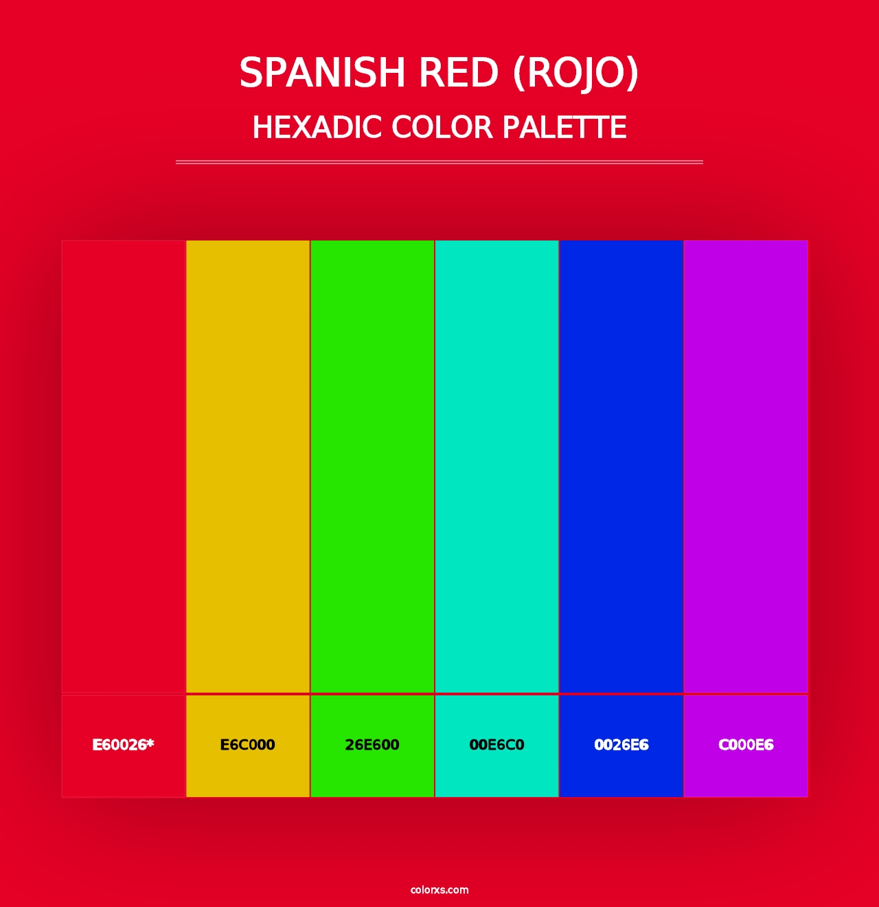 Spanish Red (Rojo) - Hexadic Color Palette