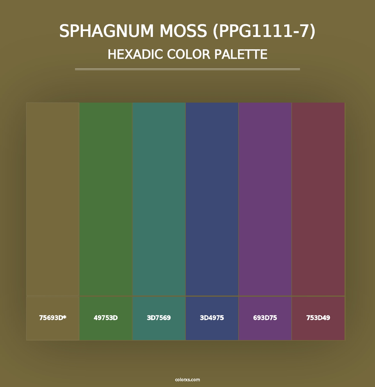 Sphagnum Moss (PPG1111-7) - Hexadic Color Palette