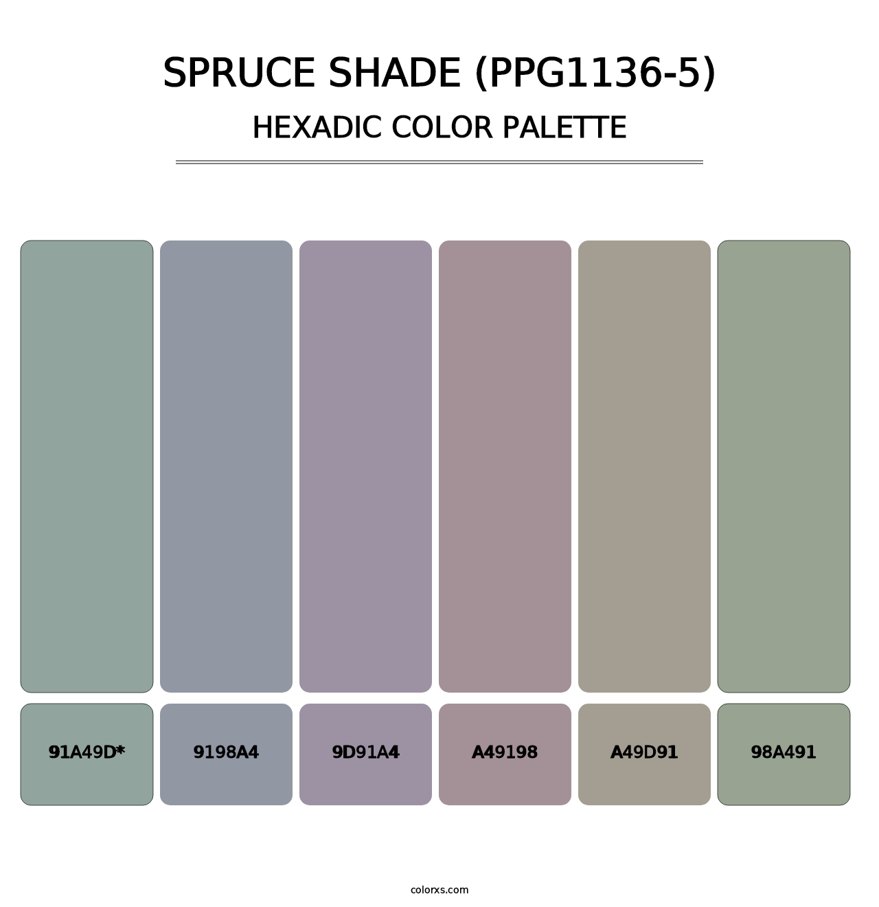 Spruce Shade (PPG1136-5) - Hexadic Color Palette