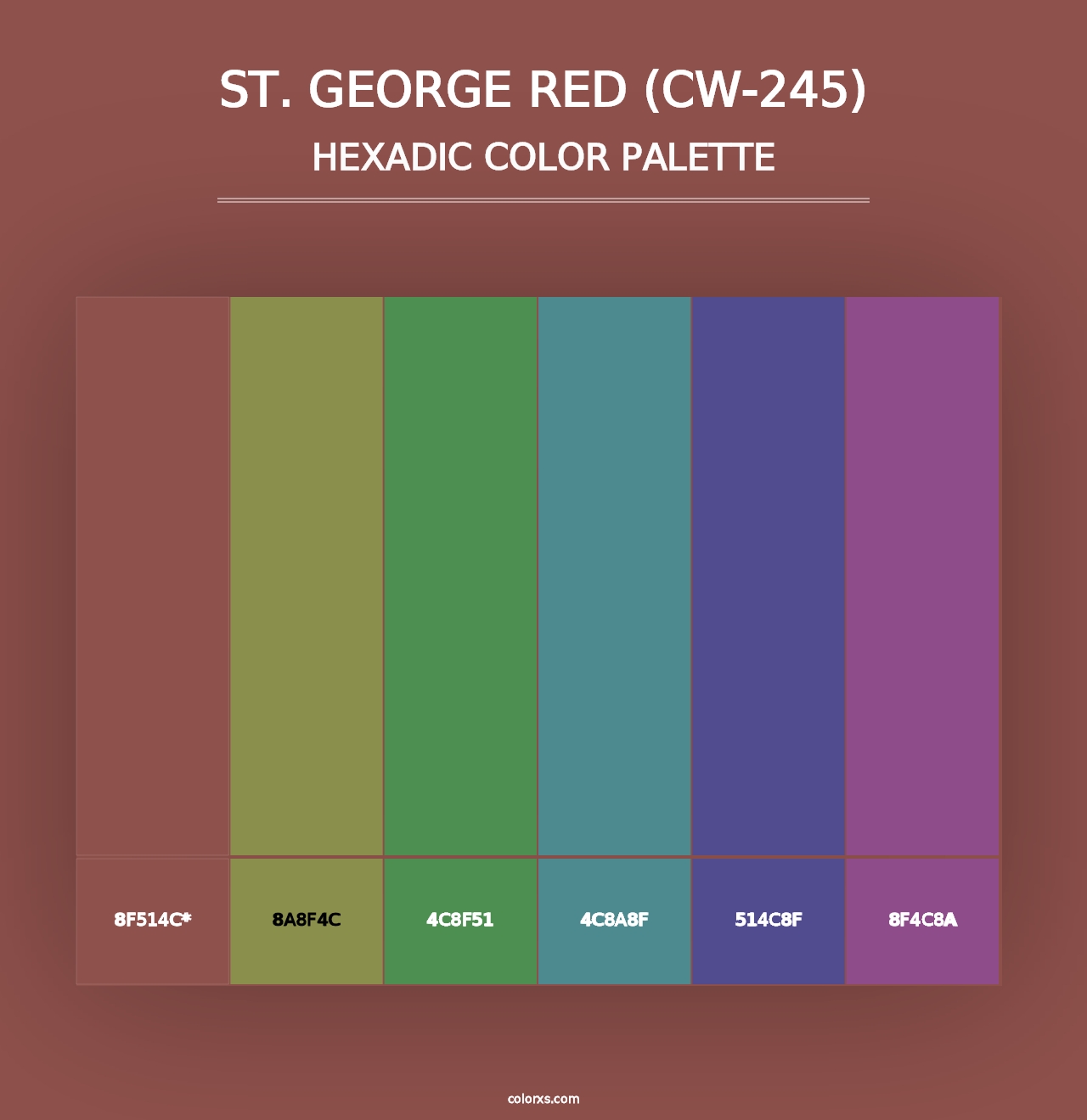 St. George Red (CW-245) - Hexadic Color Palette