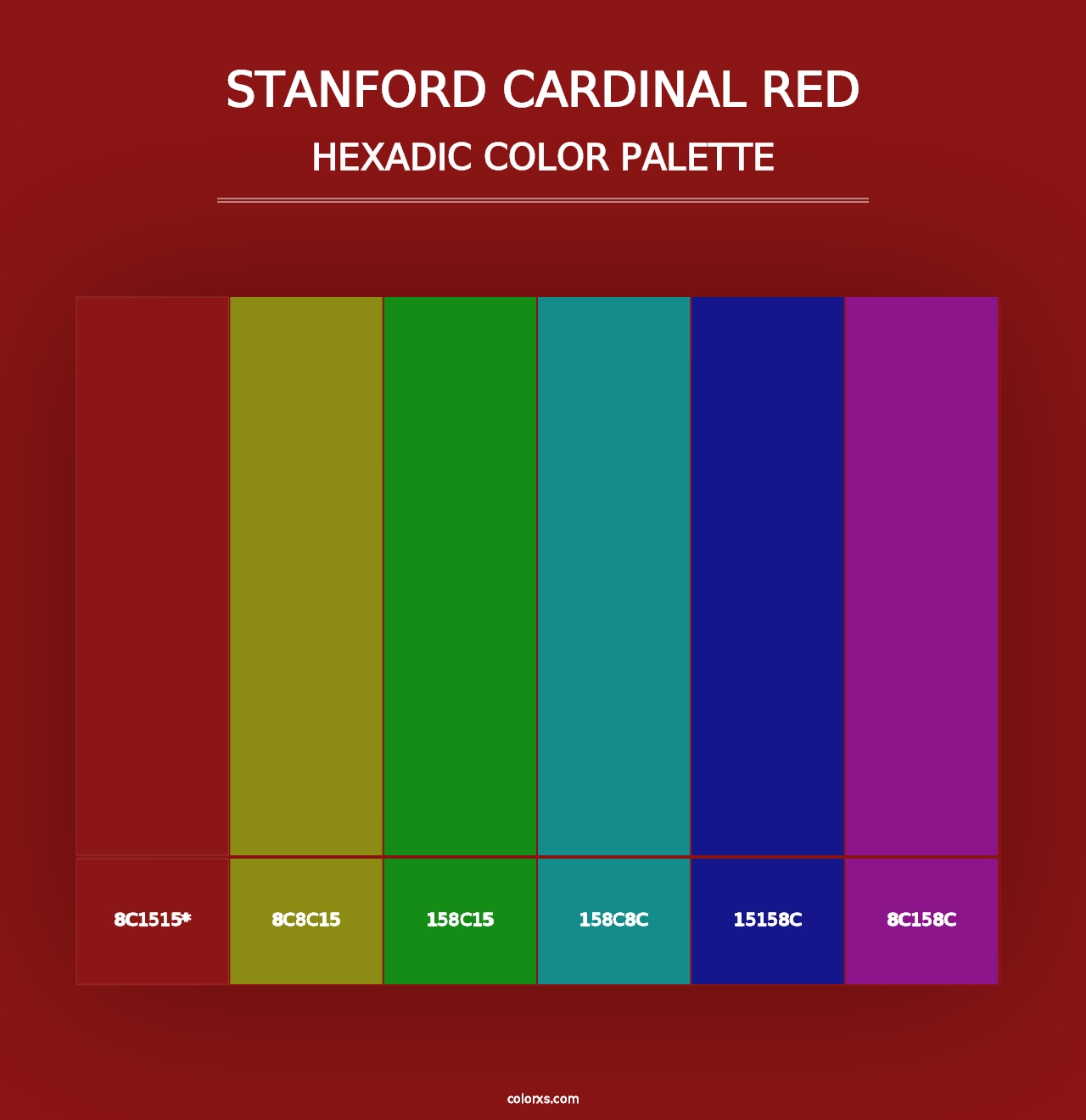 Stanford Cardinal Red - Hexadic Color Palette