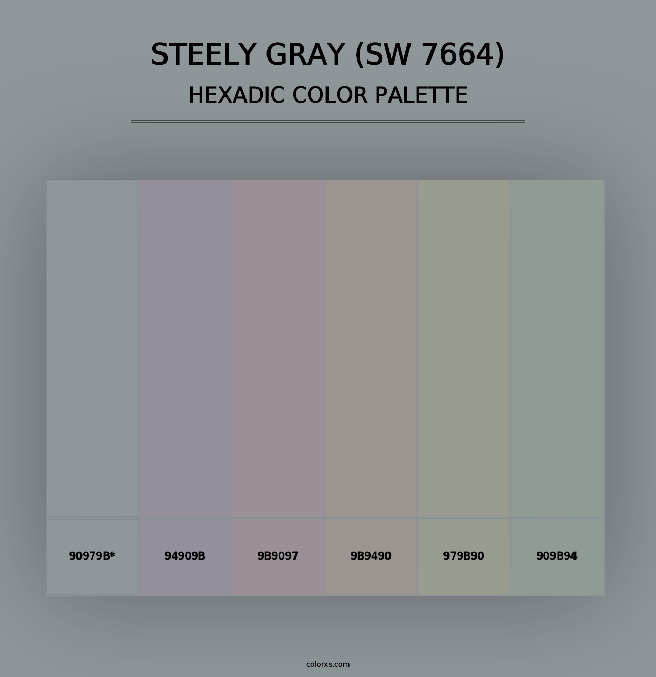 Steely Gray (SW 7664) - Hexadic Color Palette