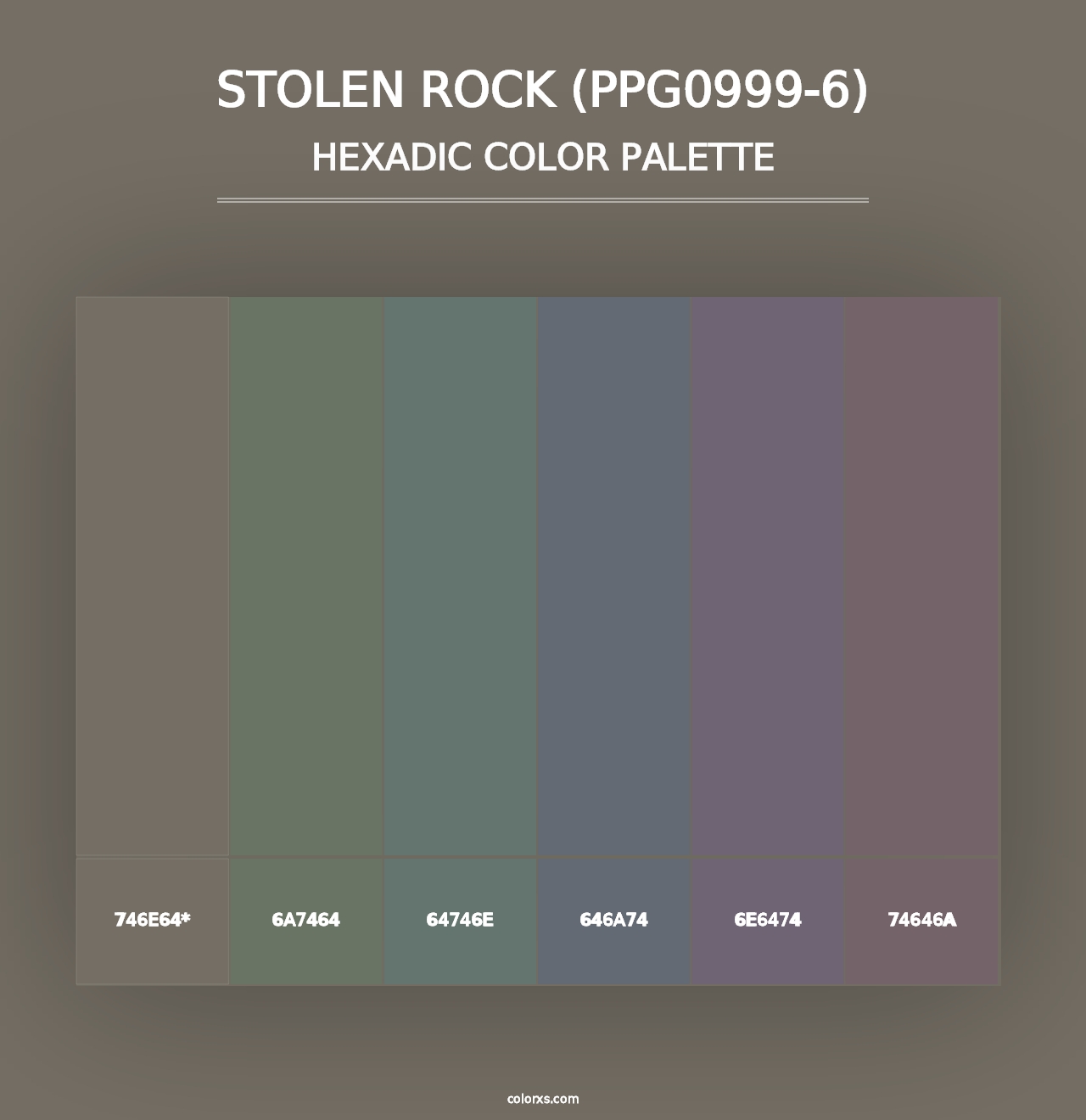 Stolen Rock (PPG0999-6) - Hexadic Color Palette