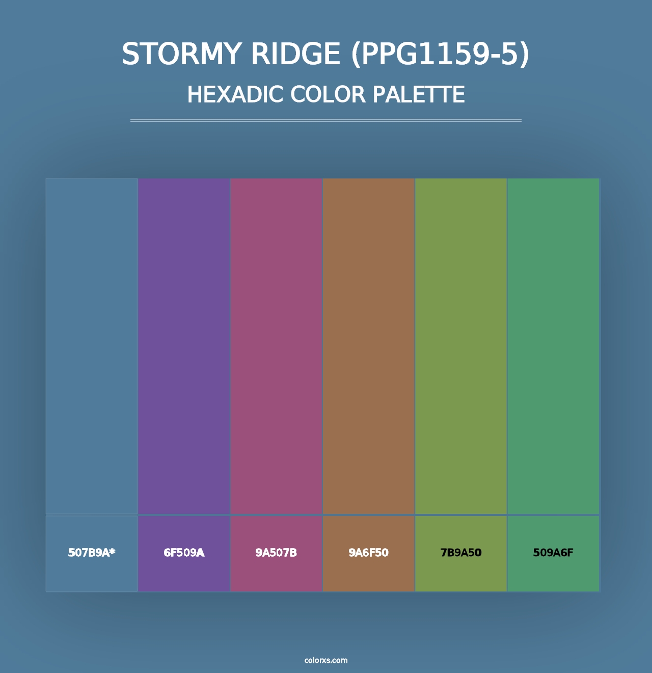 Stormy Ridge (PPG1159-5) - Hexadic Color Palette