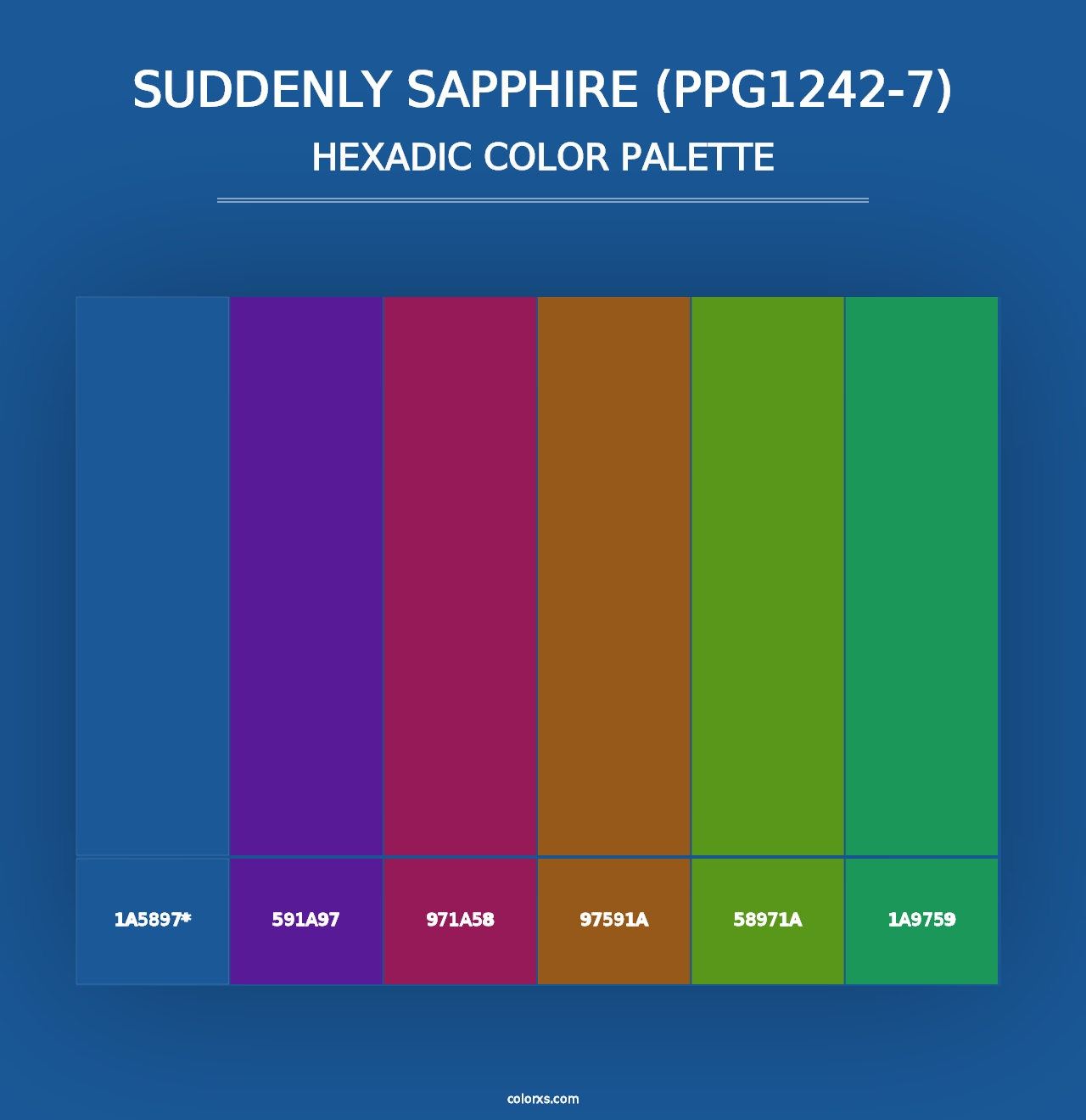 Suddenly Sapphire (PPG1242-7) - Hexadic Color Palette