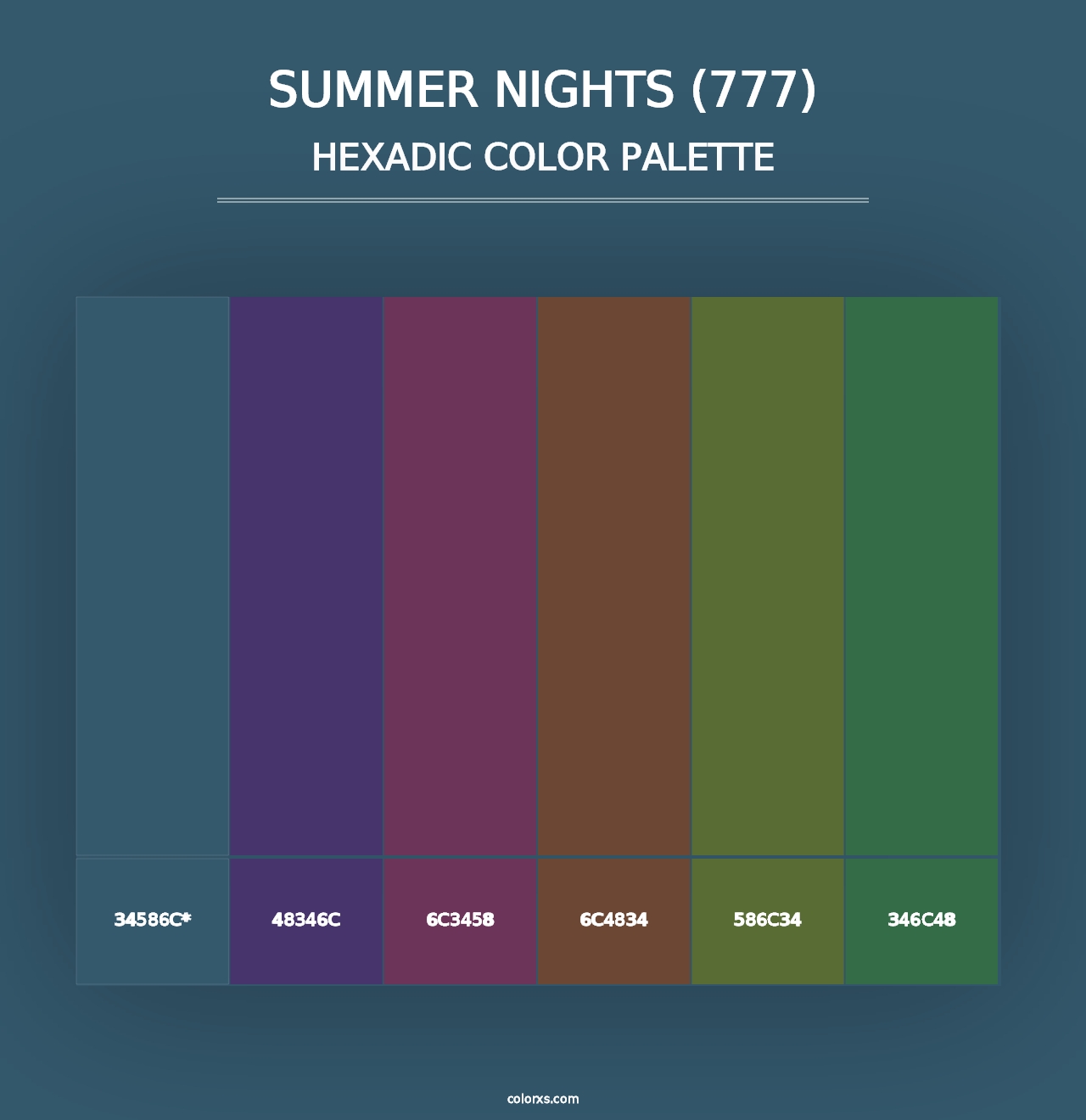 Summer Nights (777) - Hexadic Color Palette