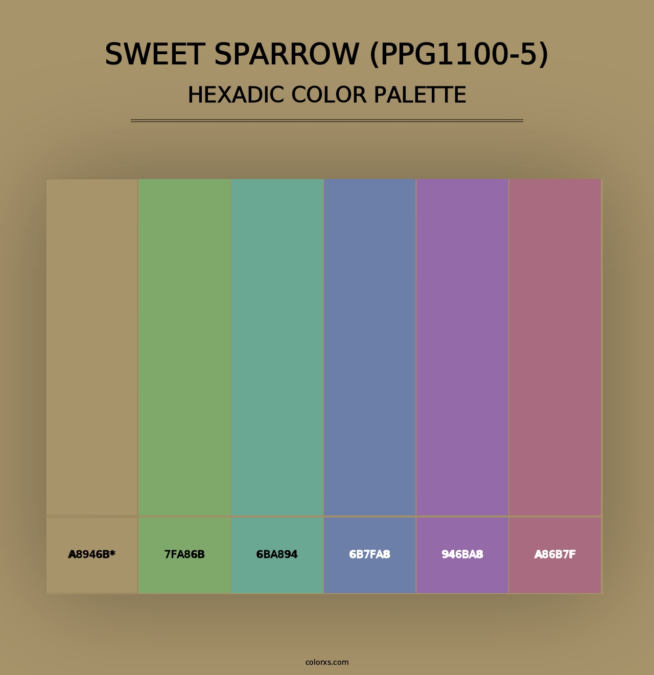 Sweet Sparrow (PPG1100-5) - Hexadic Color Palette