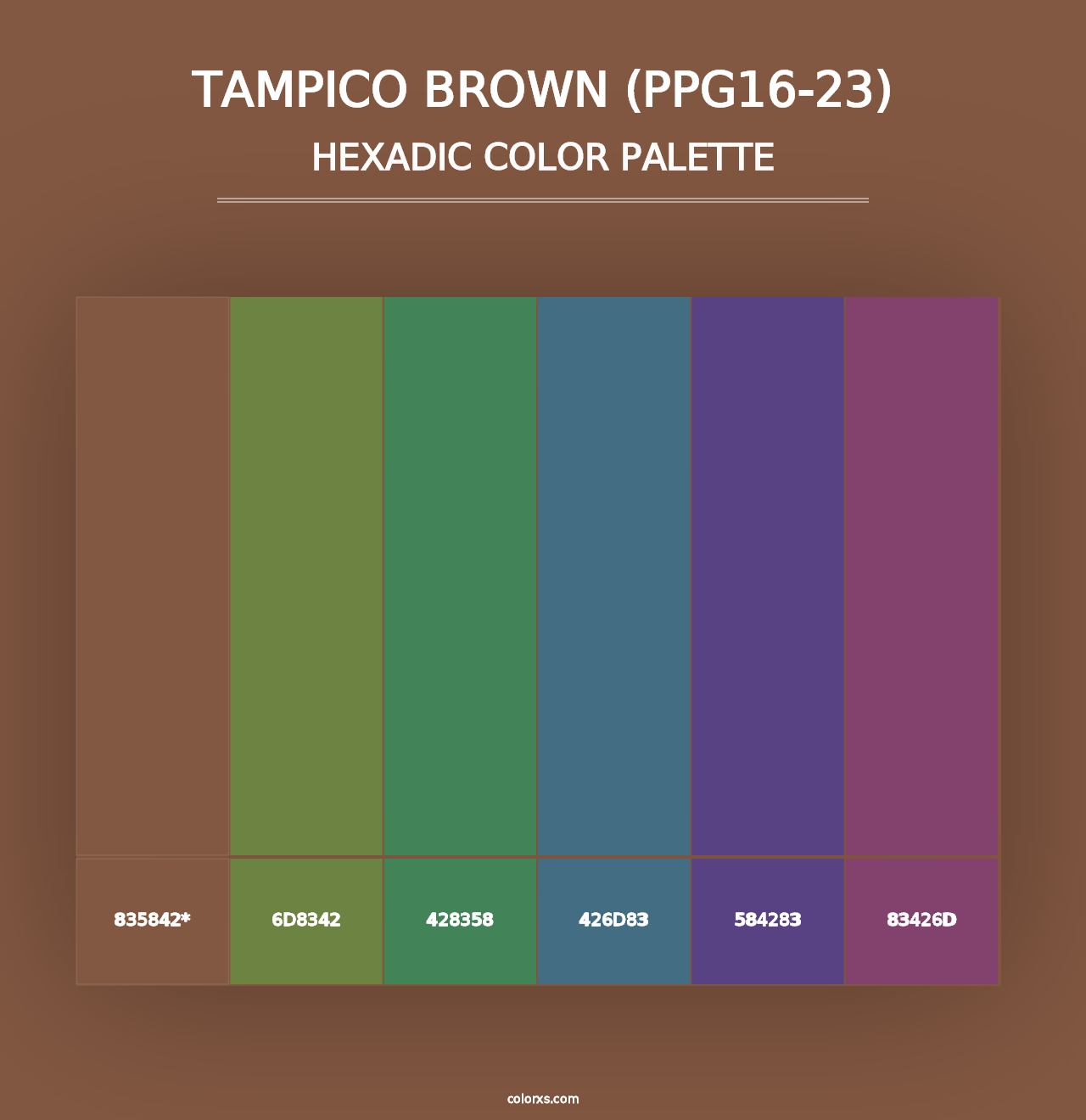 Tampico Brown (PPG16-23) - Hexadic Color Palette