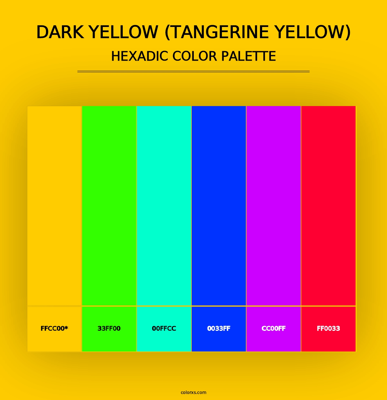 Dark Yellow (Tangerine Yellow) - Hexadic Color Palette