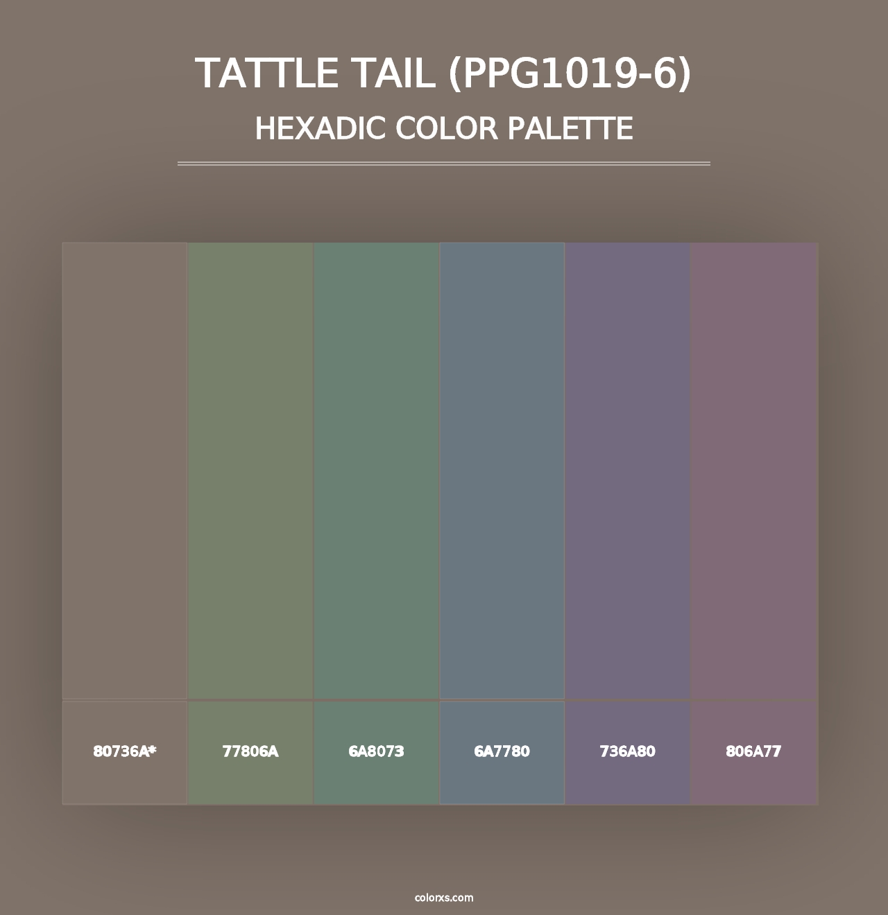 Tattle Tail (PPG1019-6) - Hexadic Color Palette