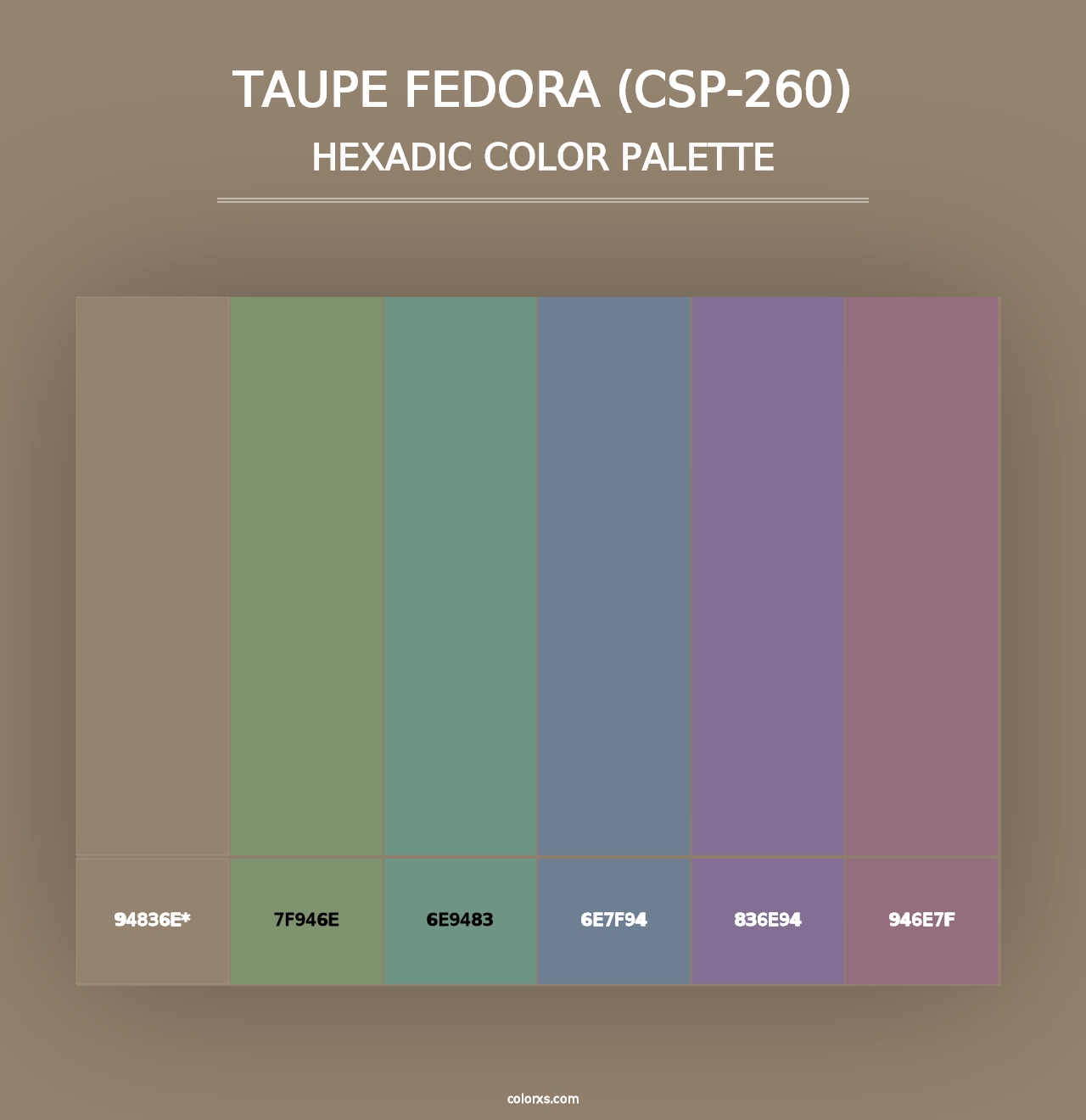 Taupe Fedora (CSP-260) - Hexadic Color Palette