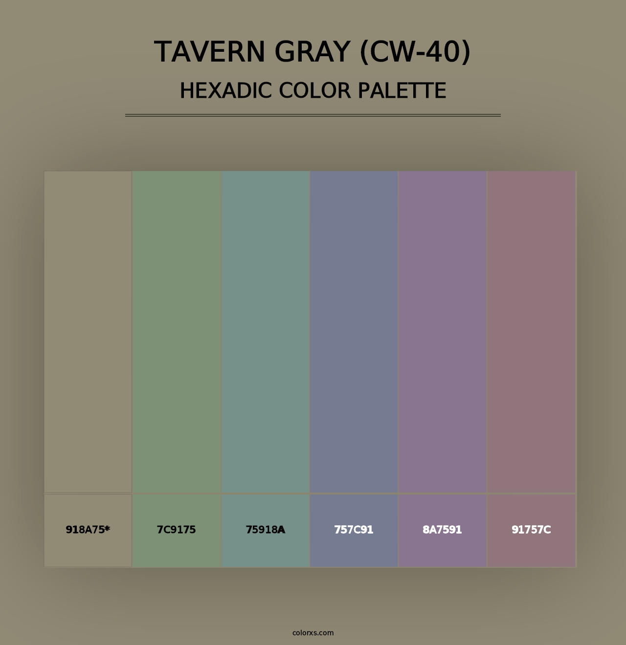 Tavern Gray (CW-40) - Hexadic Color Palette