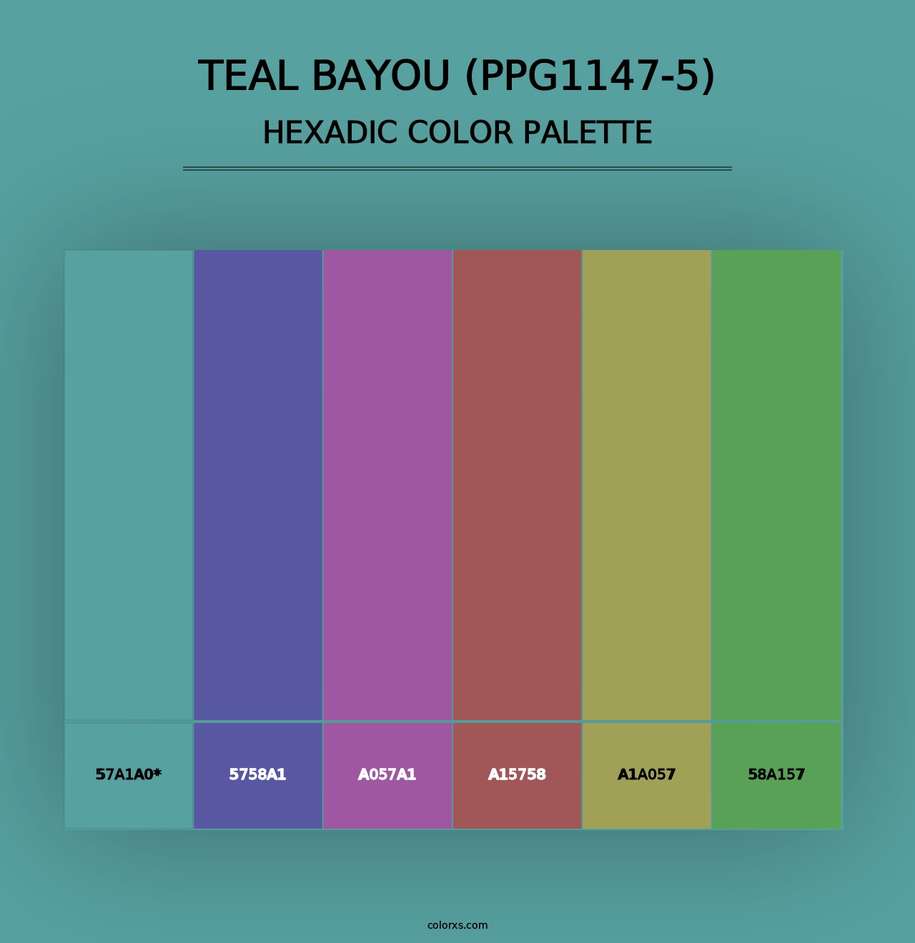 Teal Bayou (PPG1147-5) - Hexadic Color Palette