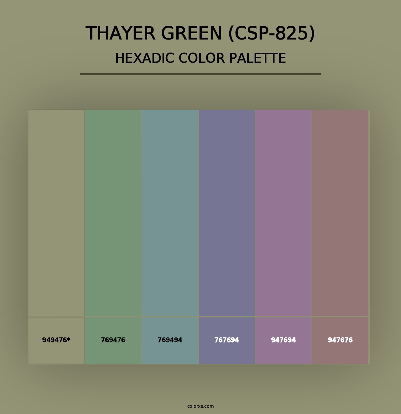 Thayer Green (CSP-825) - Hexadic Color Palette