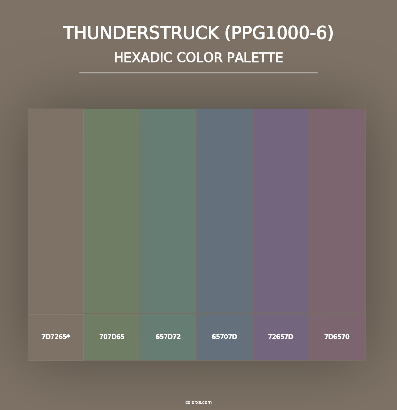 Thunderstruck (PPG1000-6) - Hexadic Color Palette