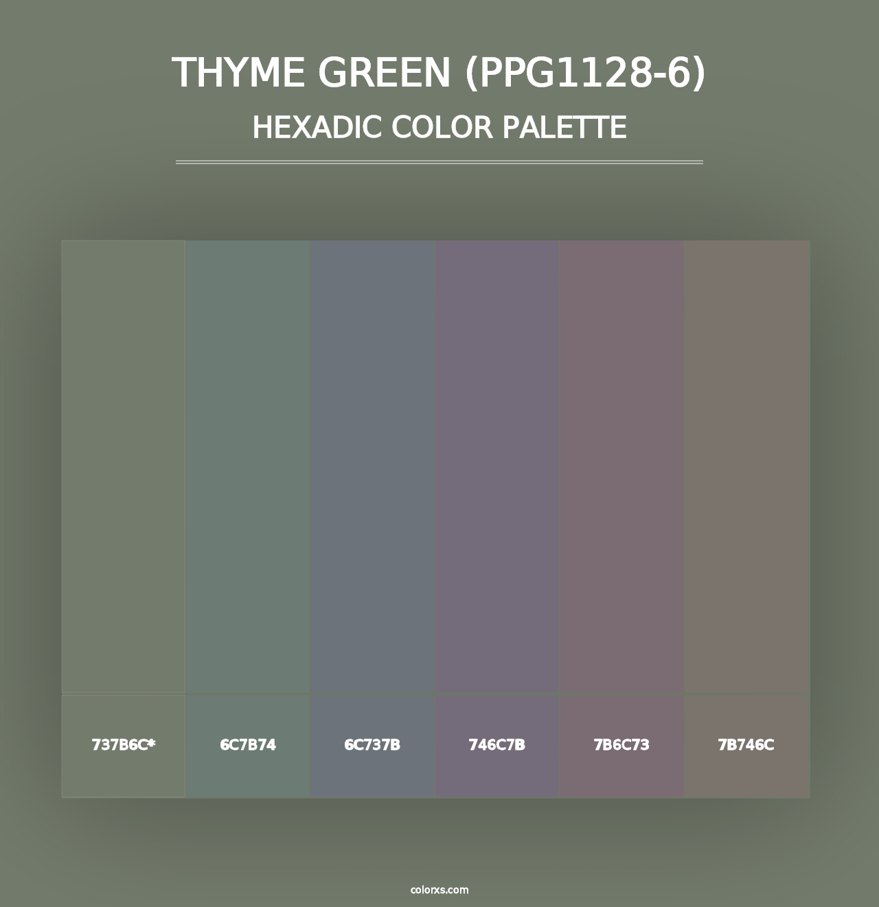 Thyme Green (PPG1128-6) - Hexadic Color Palette