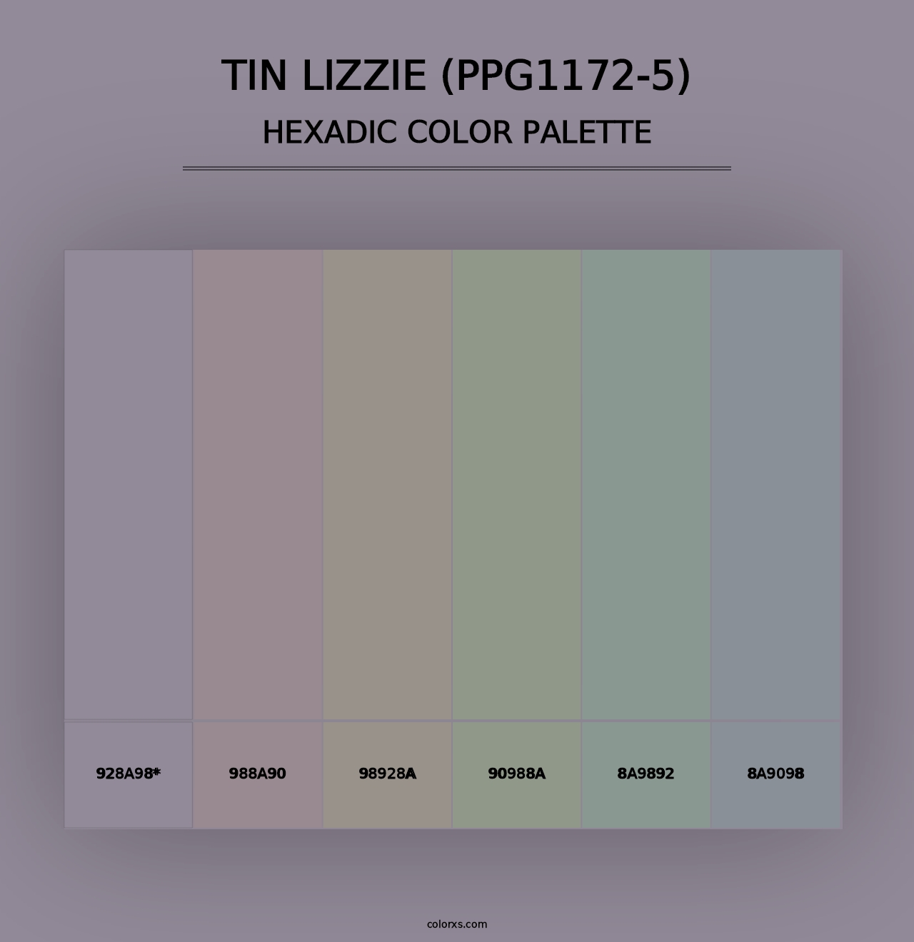 Tin Lizzie (PPG1172-5) - Hexadic Color Palette