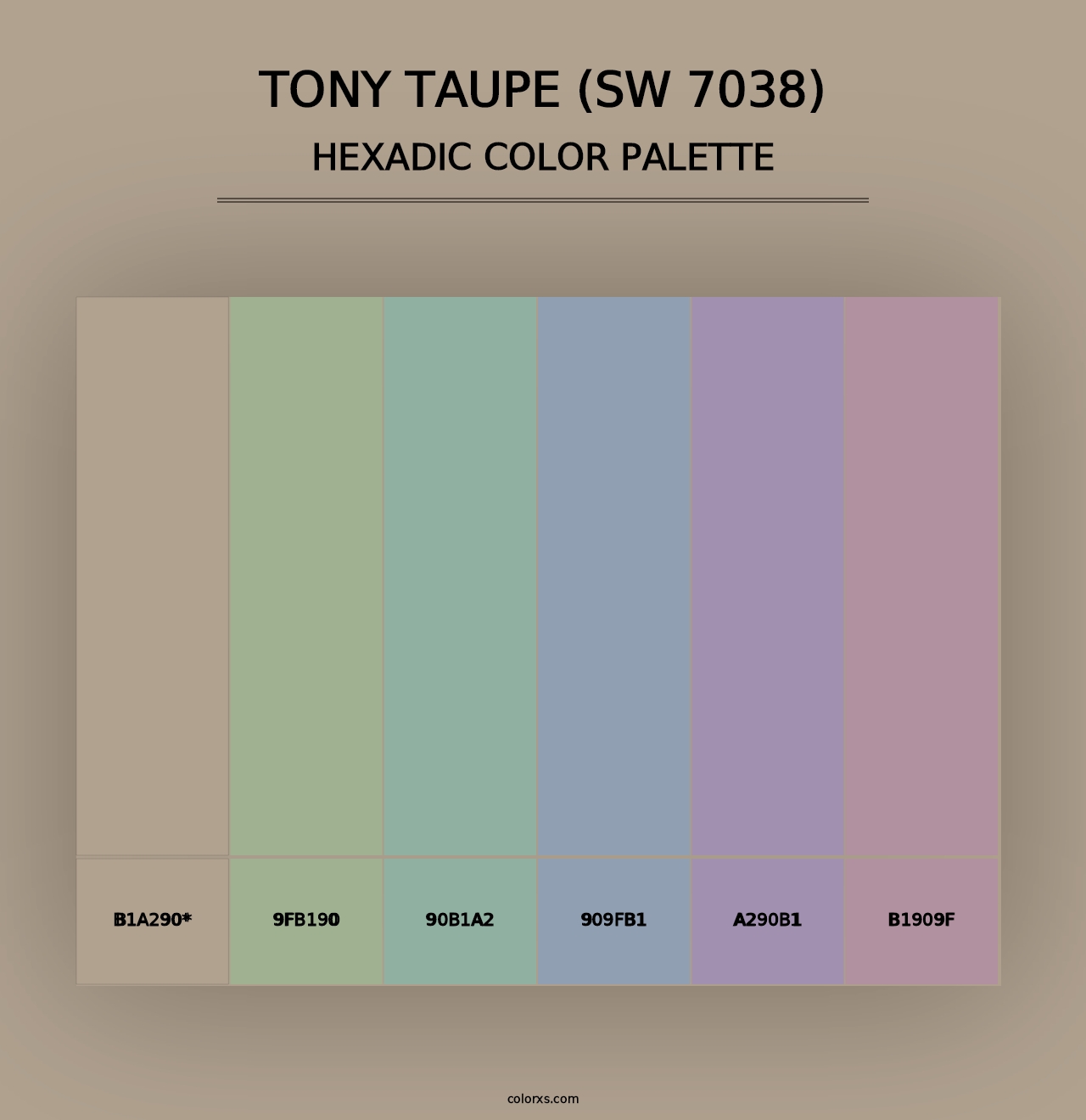 Tony Taupe (SW 7038) - Hexadic Color Palette