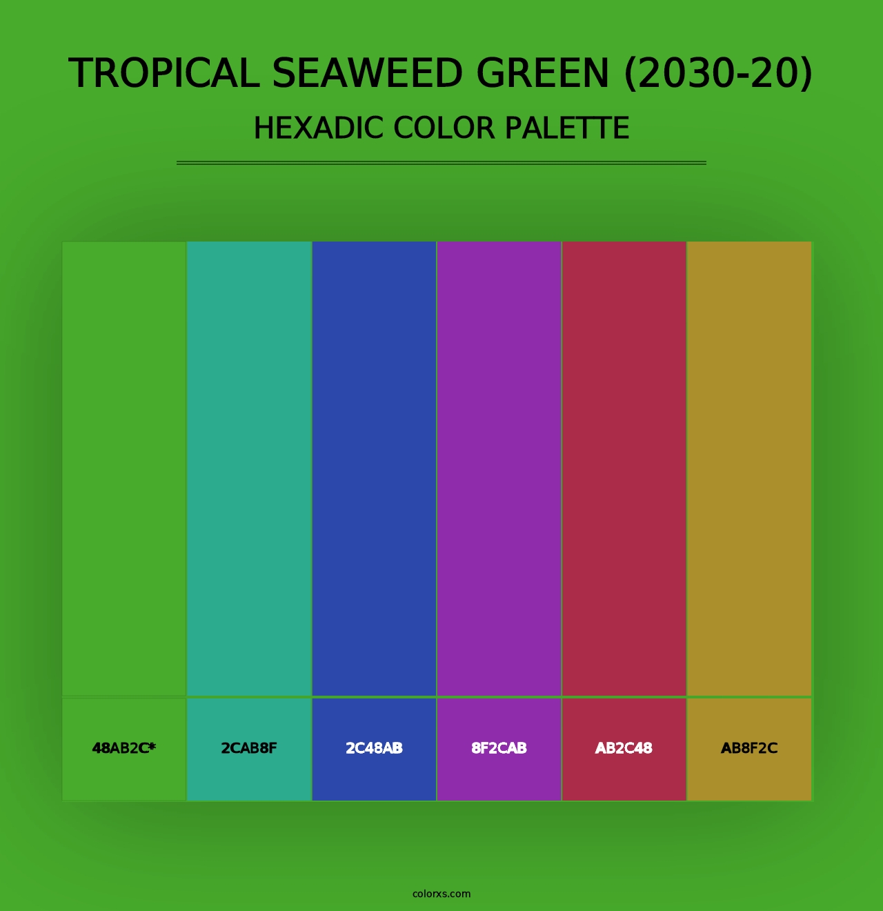 Tropical Seaweed Green (2030-20) - Hexadic Color Palette