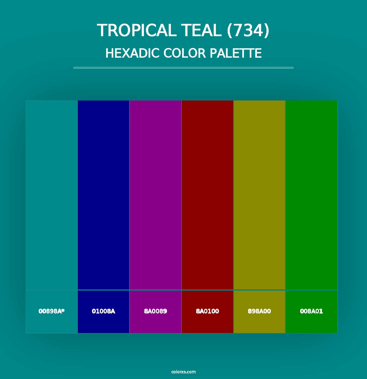 Tropical Teal (734) - Hexadic Color Palette