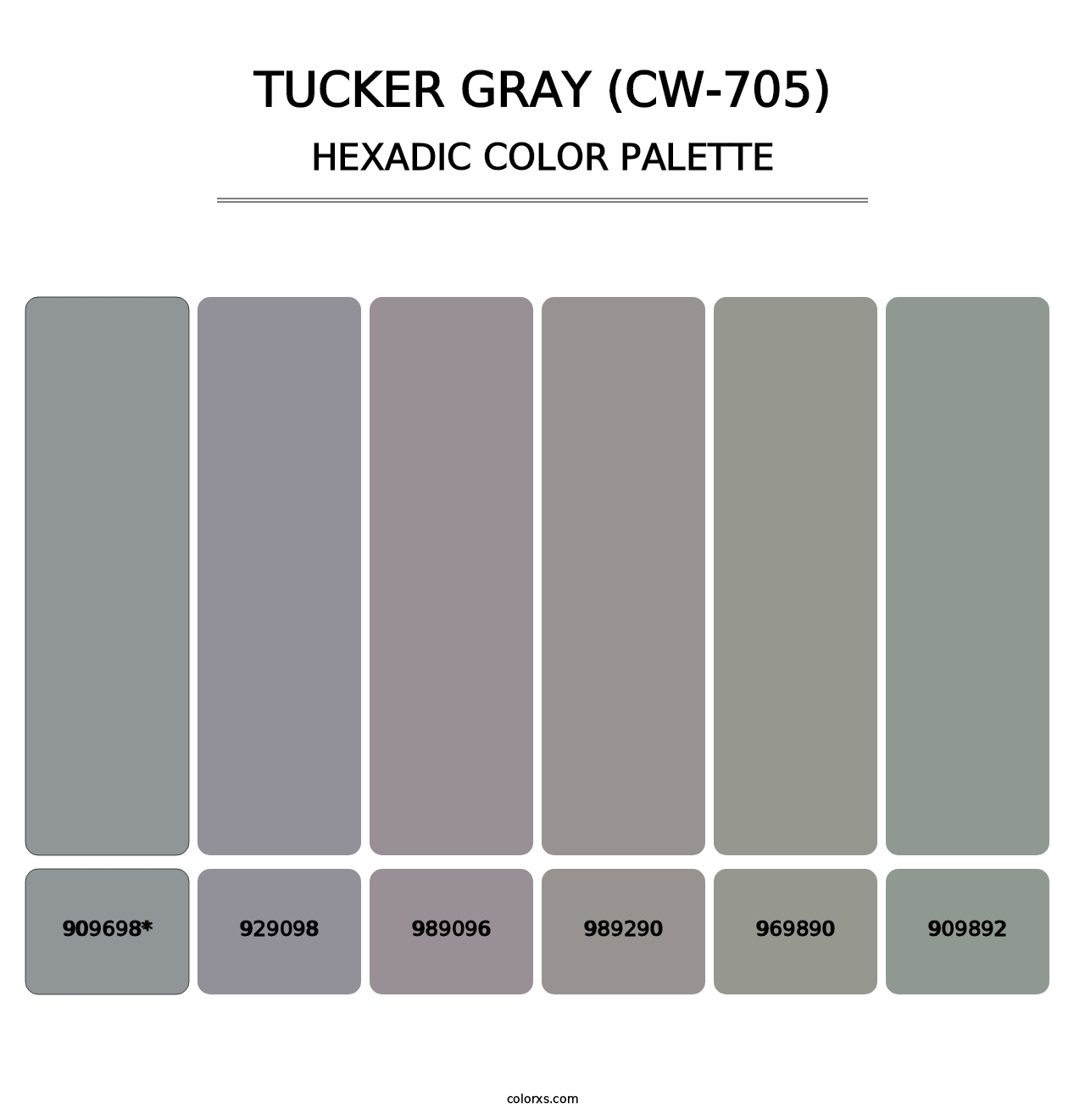 Tucker Gray (CW-705) - Hexadic Color Palette