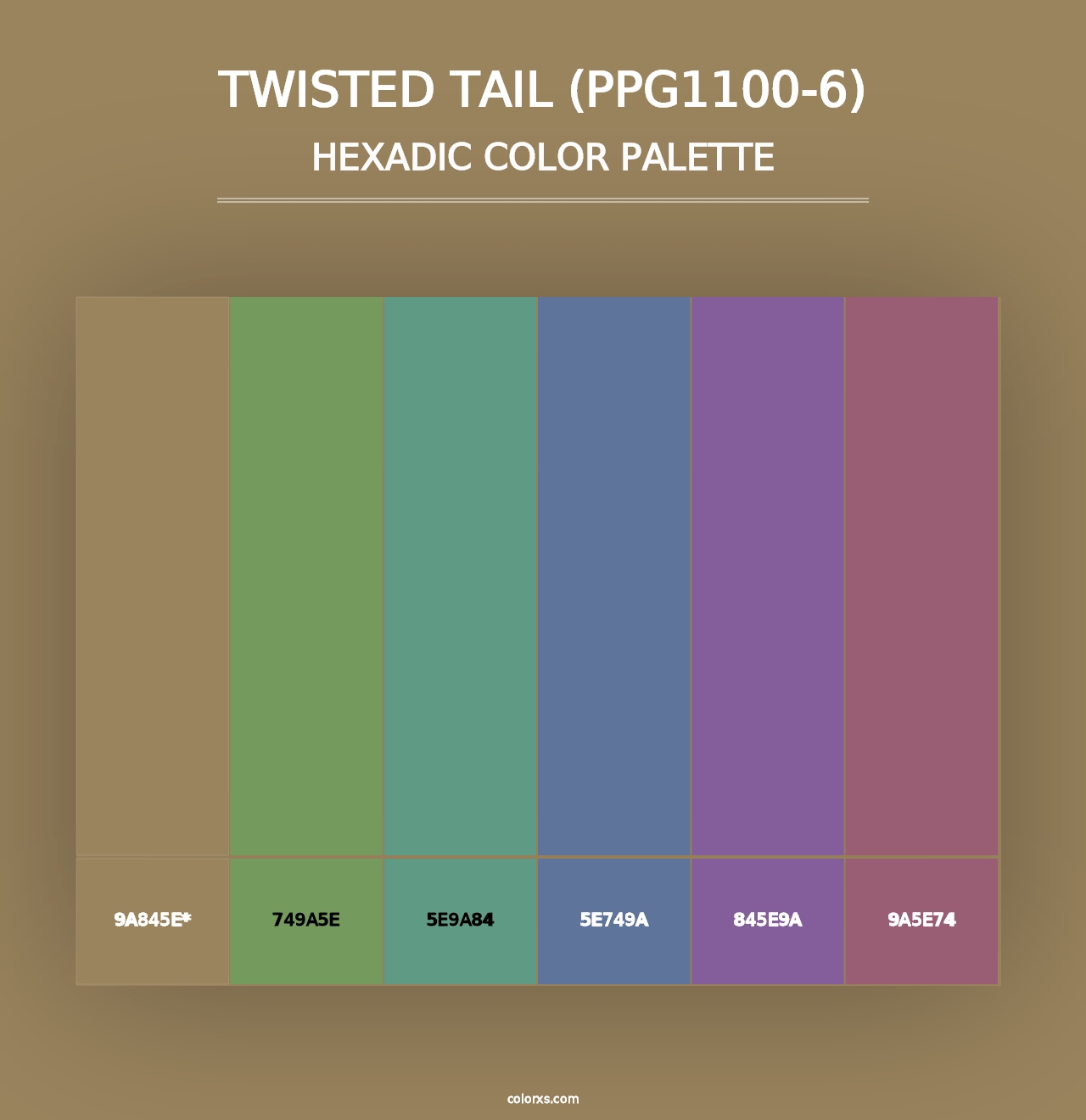 Twisted Tail (PPG1100-6) - Hexadic Color Palette