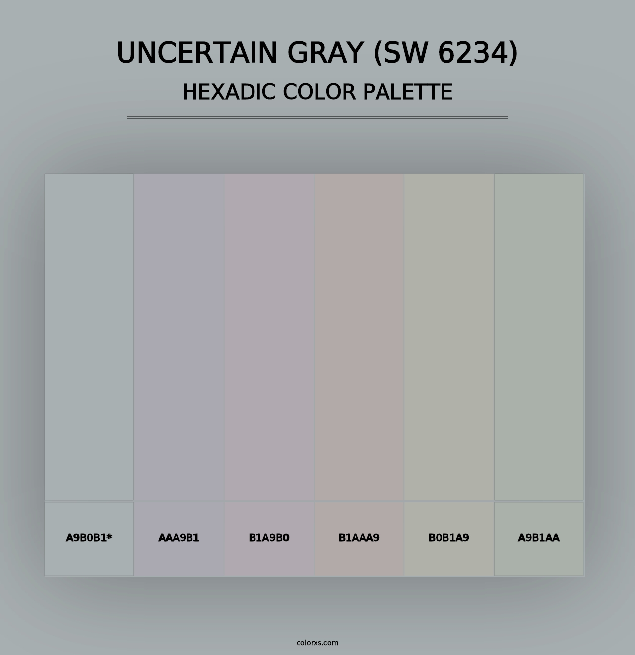 Uncertain Gray (SW 6234) - Hexadic Color Palette